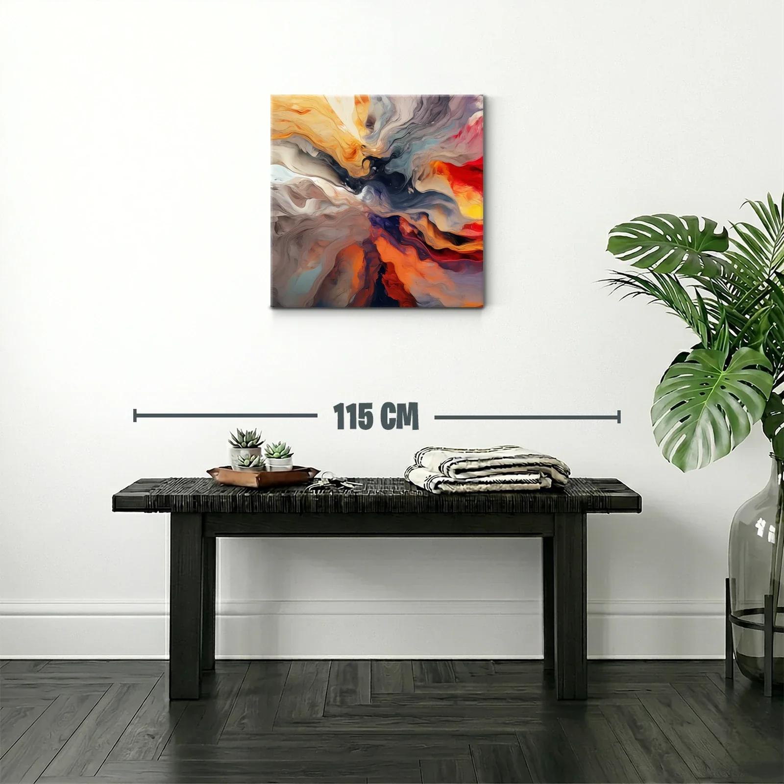 Cuadro abstracto con vibrantes tonos cálidos y fríos — miniatura 2