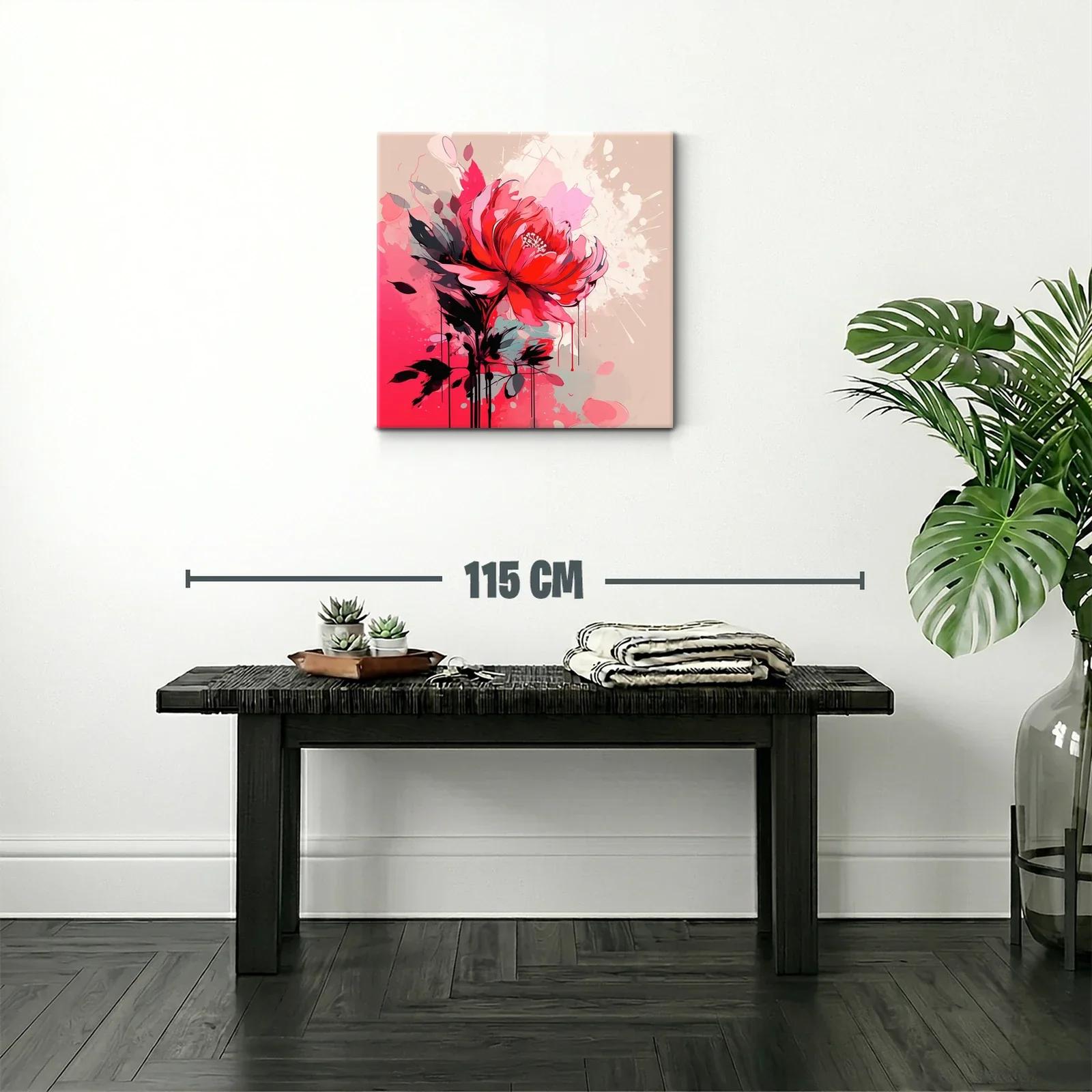 Flor roja vibrante sobre fondo abstracto en tonos suaves — miniatura 2