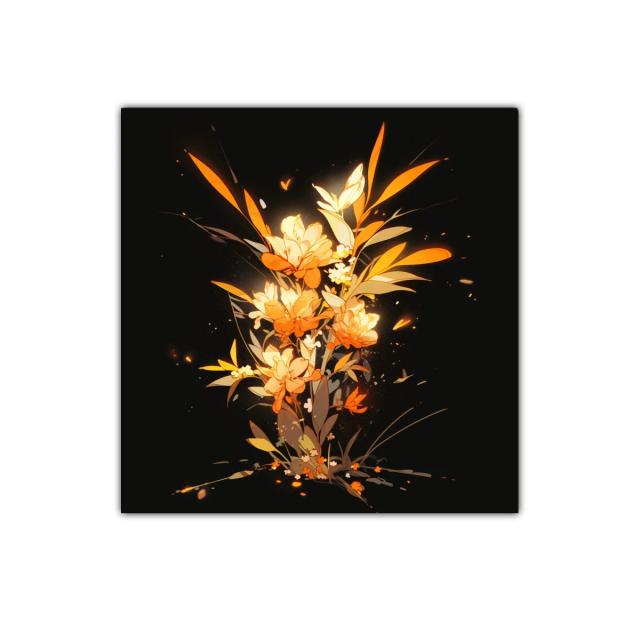 Cuadro decorativo ramo de flores brillantes en tonos cálidos