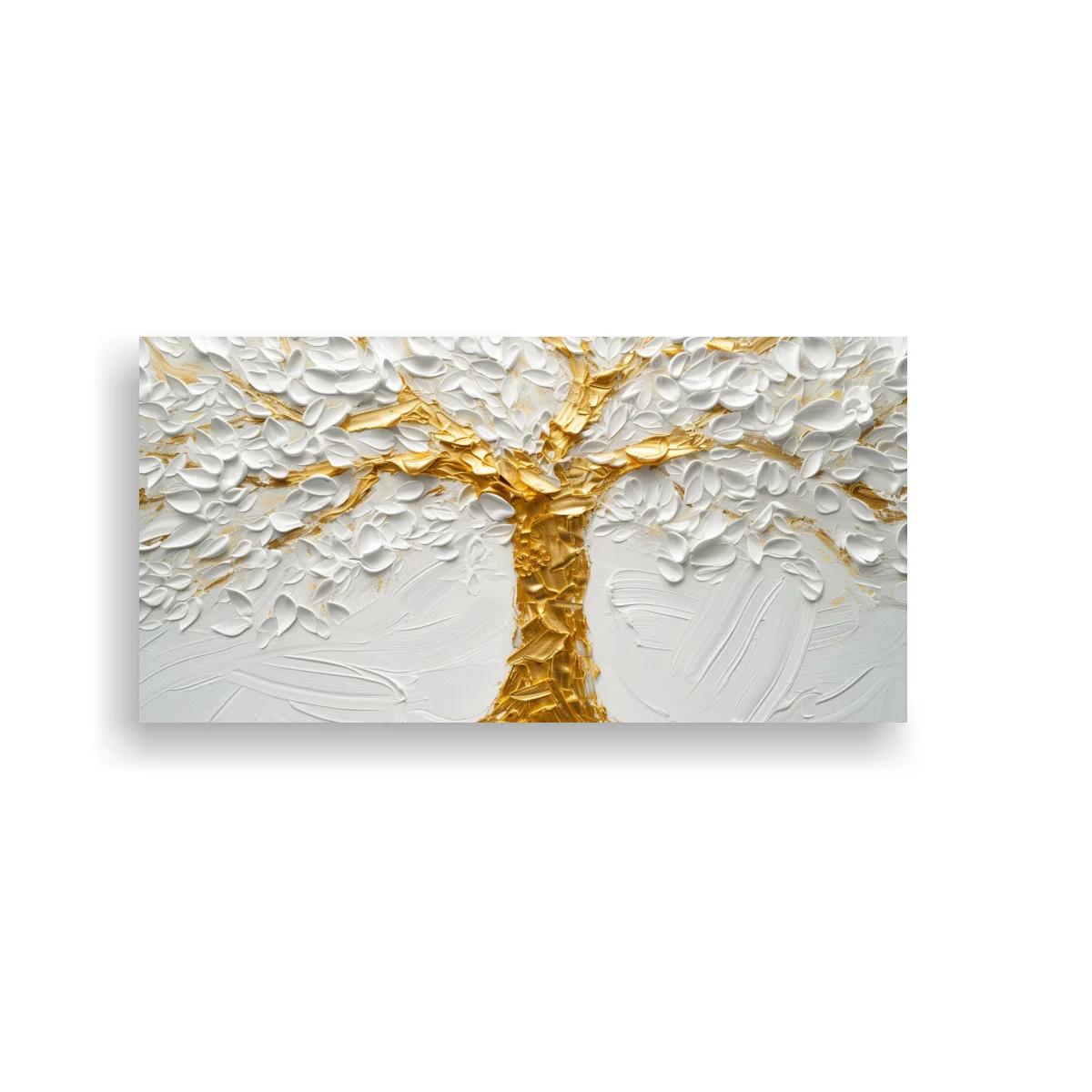 Cuadro Árbol de la Vida con hojas blancas en relieve
