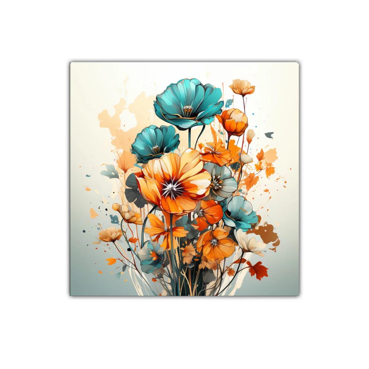 Flores vibrantes en tonos azul y naranja para decorar espacios — imagen principal