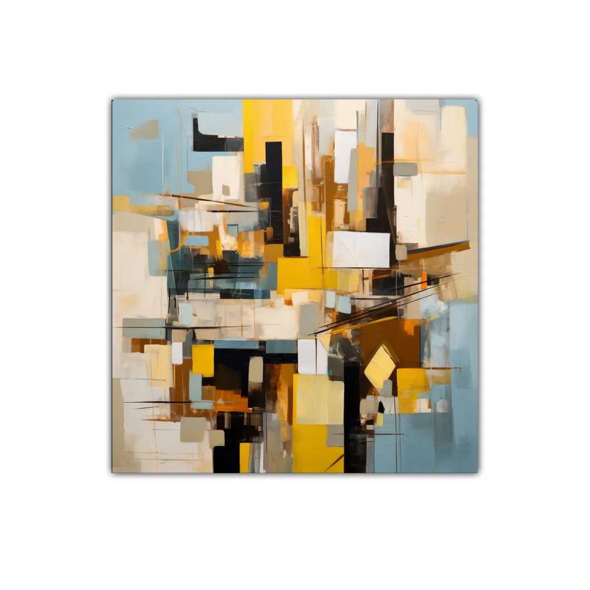 Cuadro abstracto con tonos cálidos y formas geométricas — imagen principal