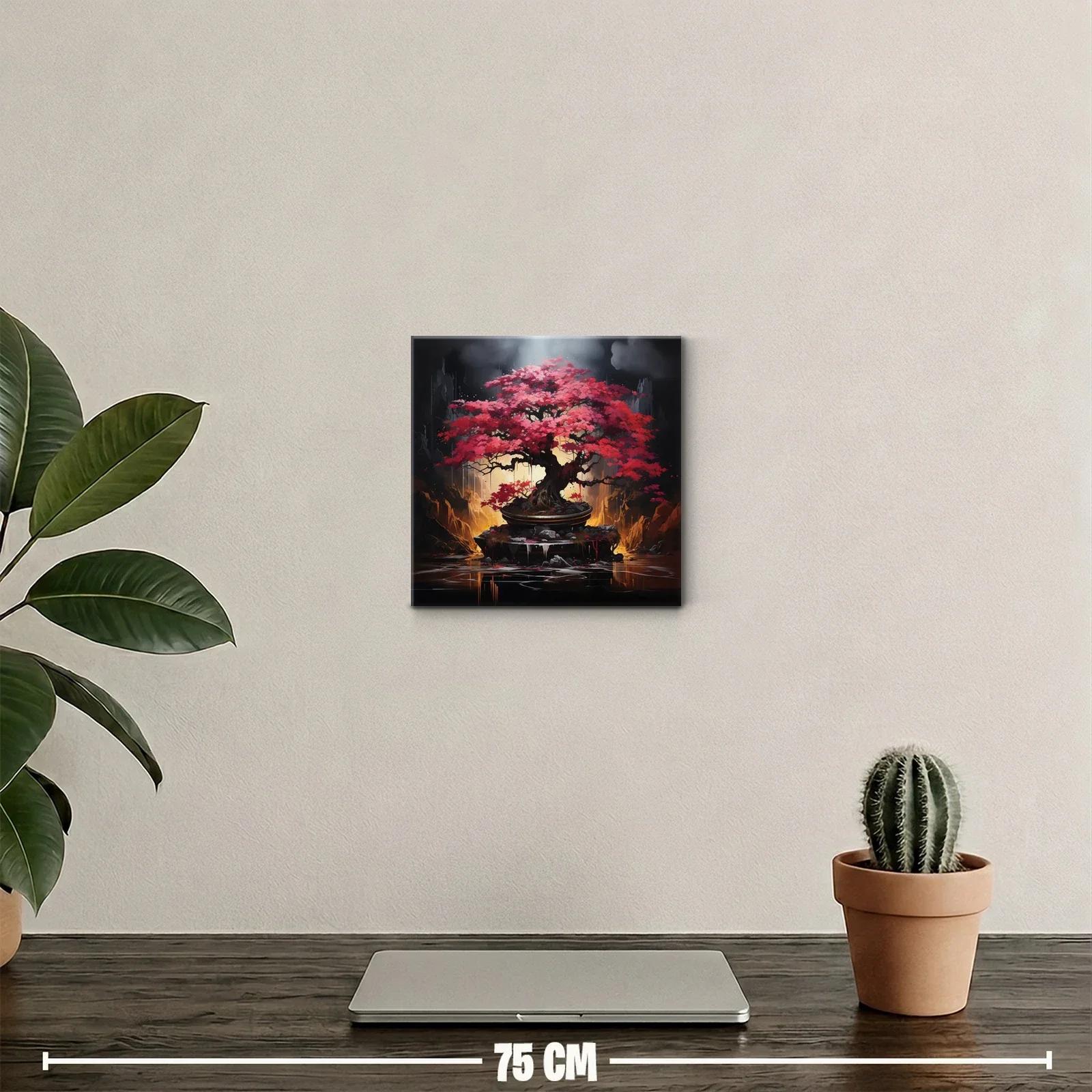 Árbol de hojas rojas en paisaje místico y oscuro — miniatura 2