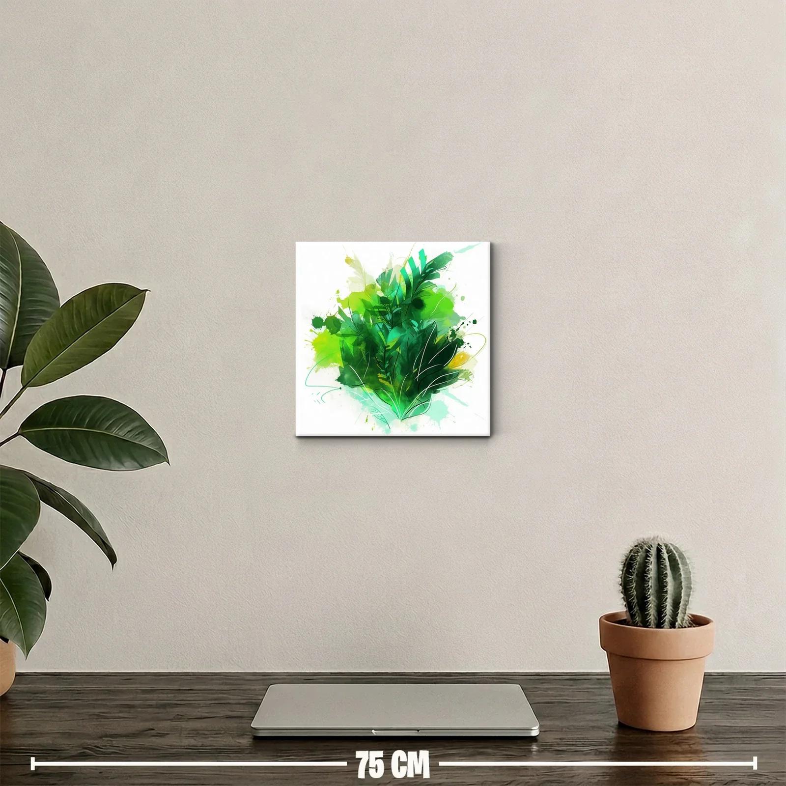 Composición vibrante de hojas verdes y trazos orgánicos — miniatura 2