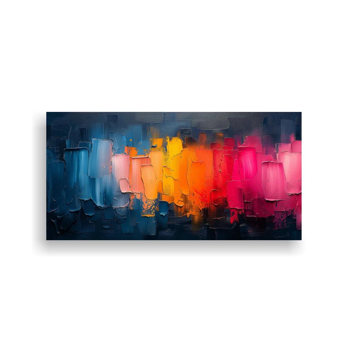 Cuadro abstracto de bloques de color con luces intensas