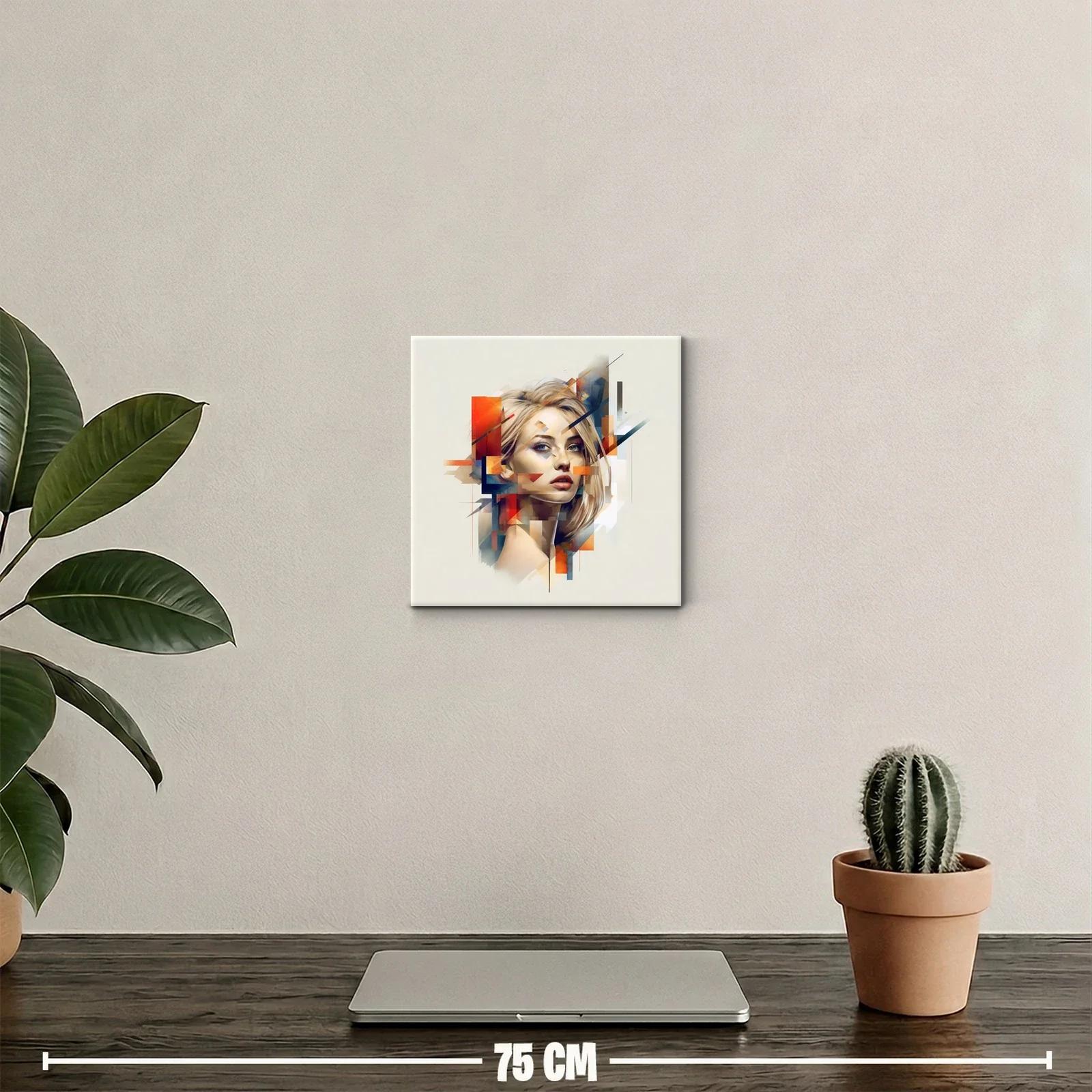 Retrato abstracto femenino con tonos cálidos y fríos — miniatura 2