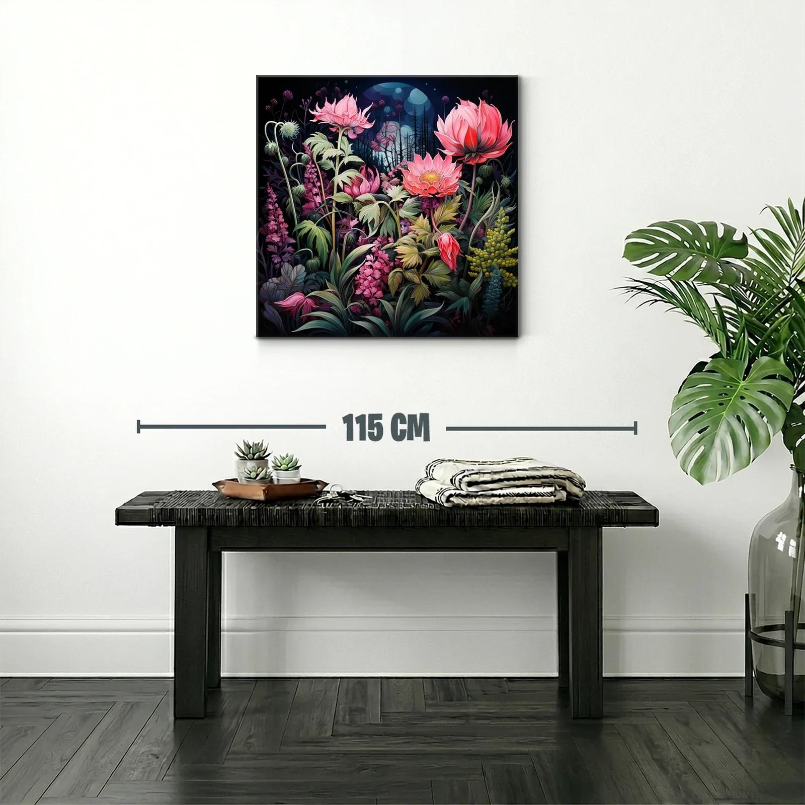 Flores vibrantes bajo un cielo nocturno misterioso — miniatura 2
