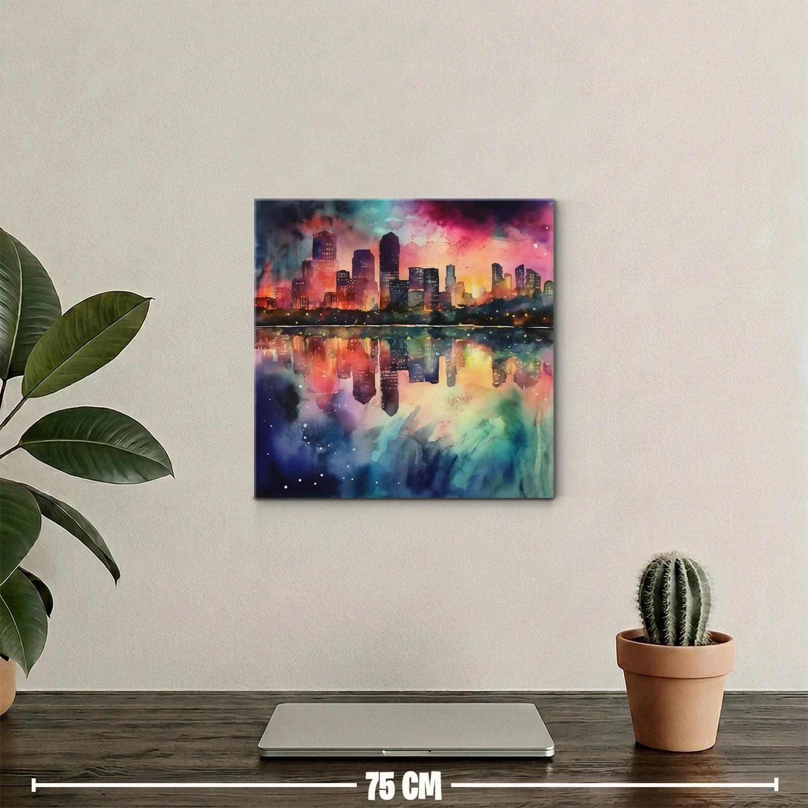 Atardecer urbano con reflejos vibrantes y luz cálida — miniatura 2
