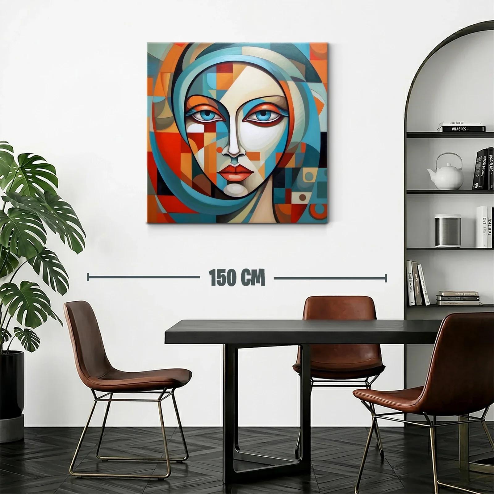 Rostro femenino geométrico con tonos vibrantes y suaves — miniatura 2