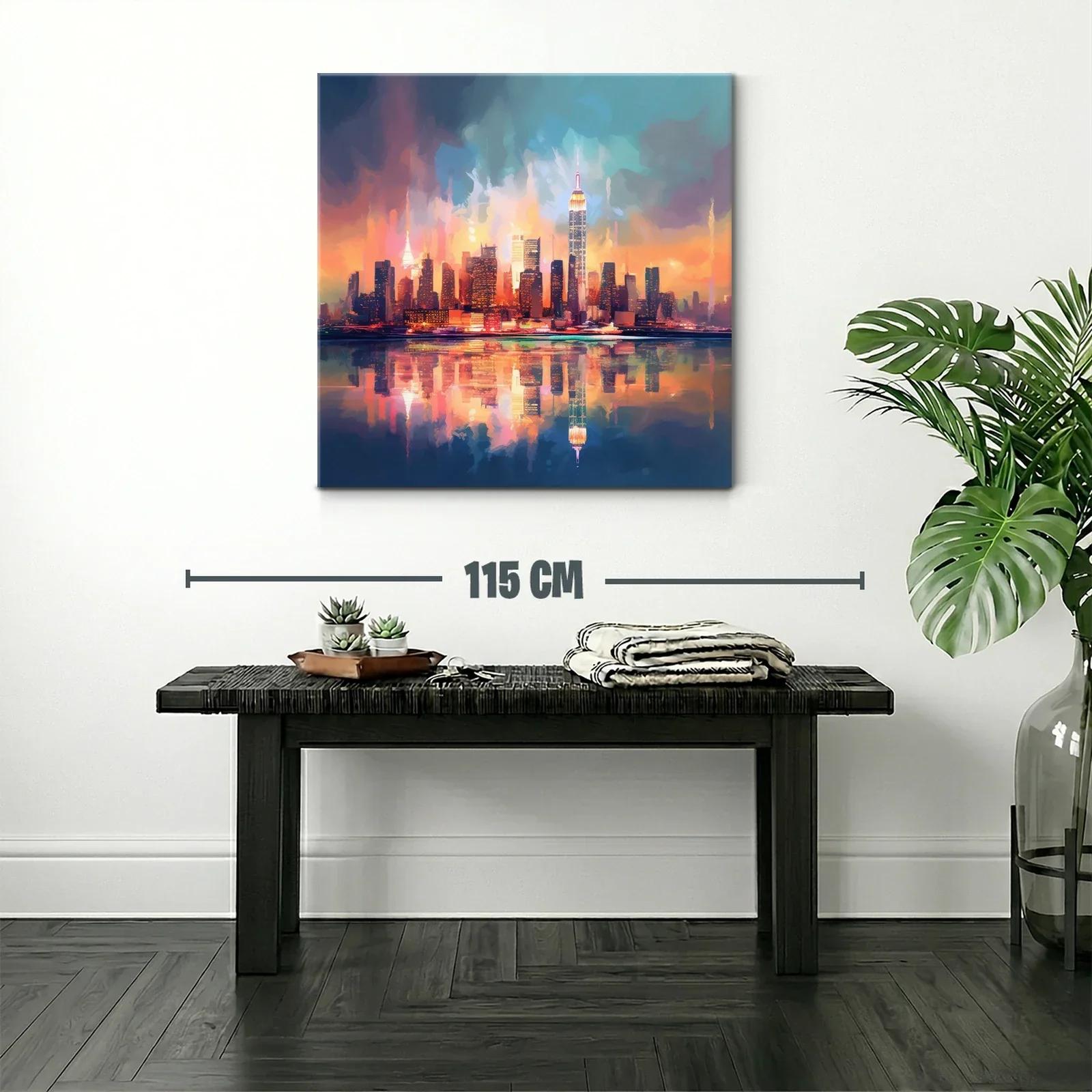 Atardecer vibrante en skyline urbano con reflejos vivos — miniatura 2