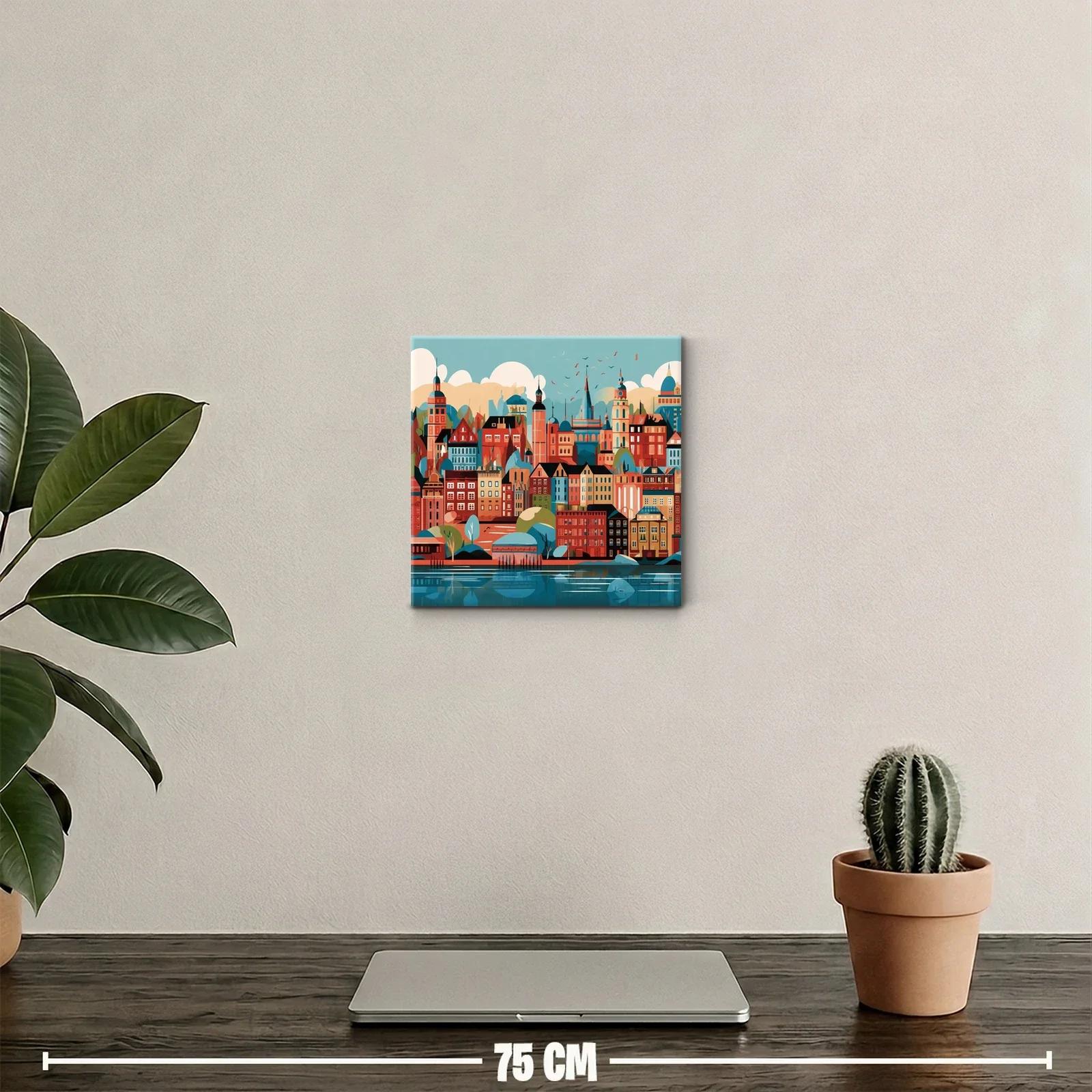 Ciudad vibrante con arquitectura colorida y cielo sereno — miniatura 2