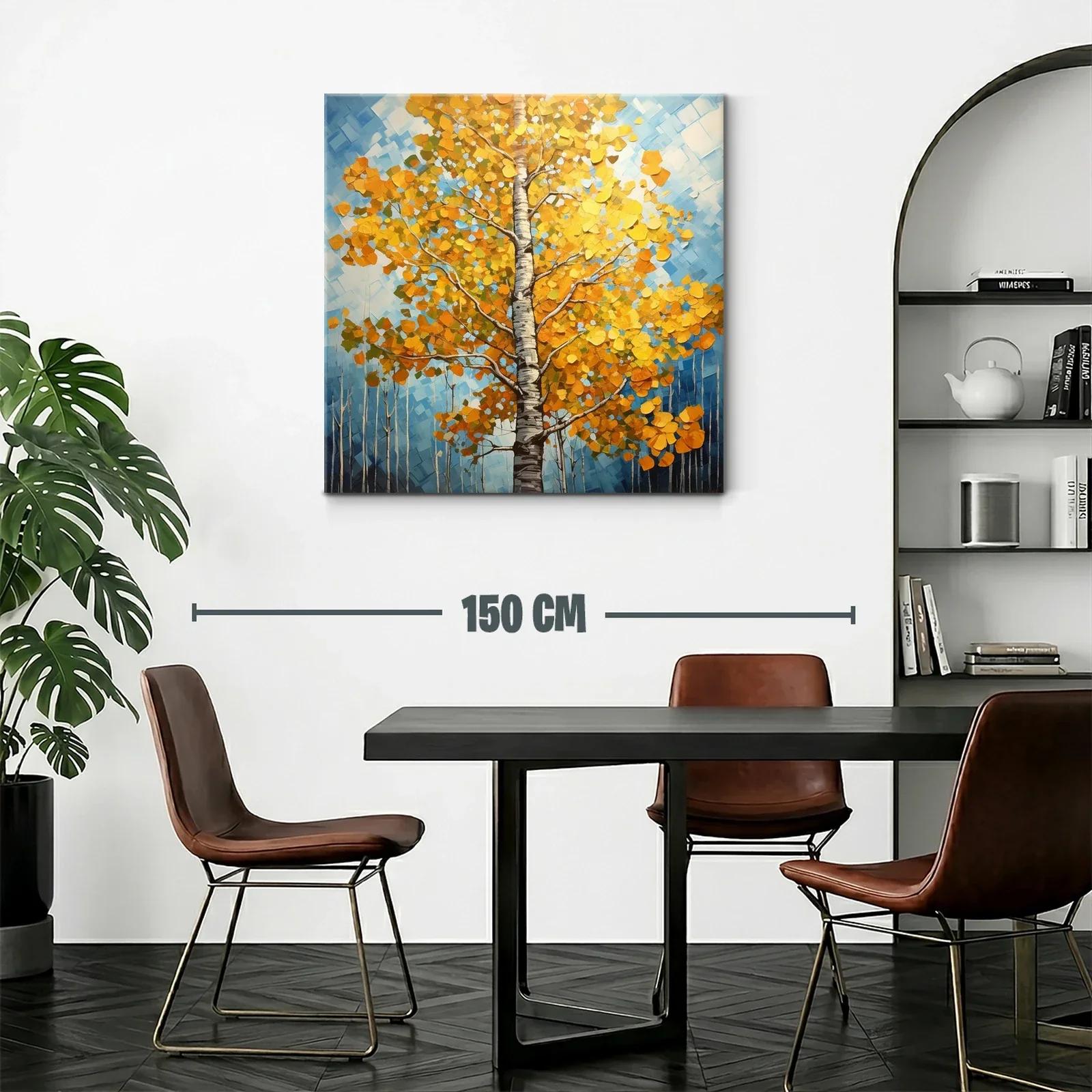 Árbol otoñal con vibrantes hojas doradas y cielo azul — miniatura 2