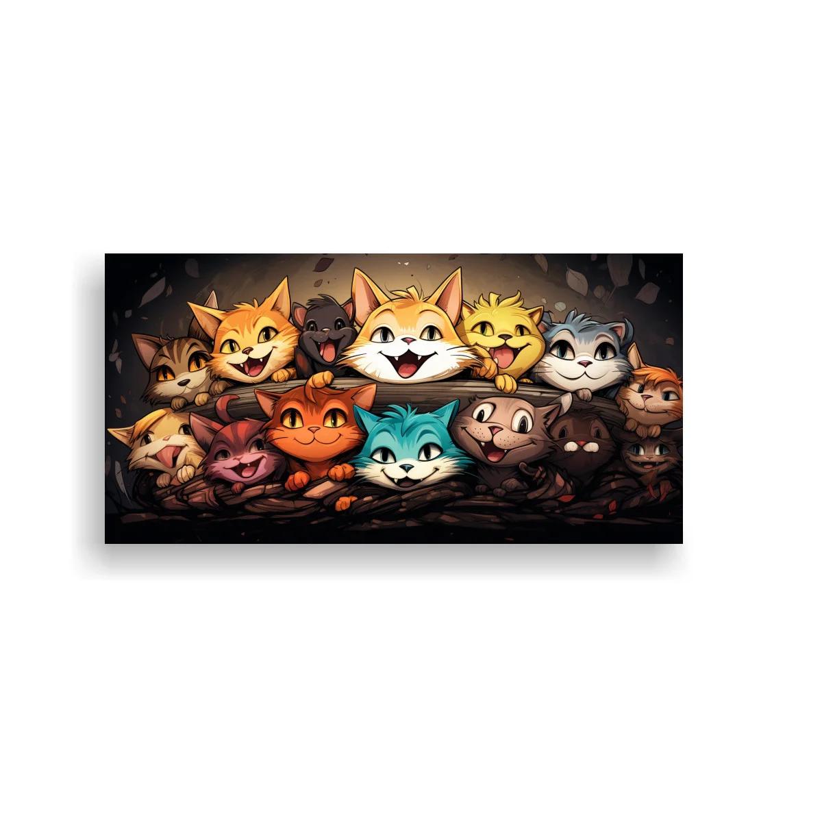 Cuadro grupo de gatos sonrientes