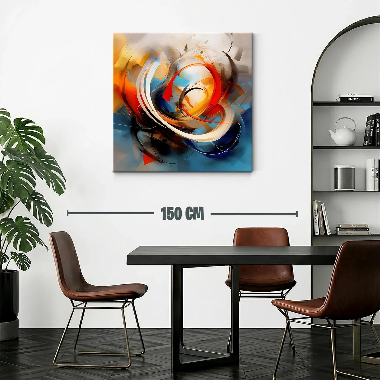 Composición abstracta dinámica con vibrantes tonos cálidos y fríos — miniatura 2
