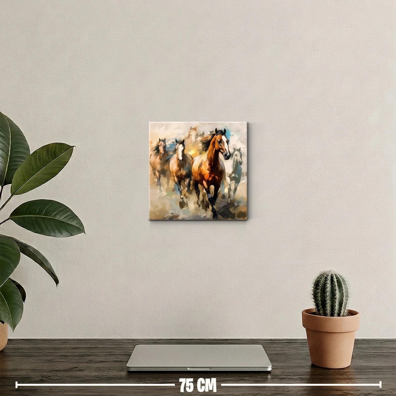 Cuadro decorativo con caballos en movimiento vibrante — miniatura 2