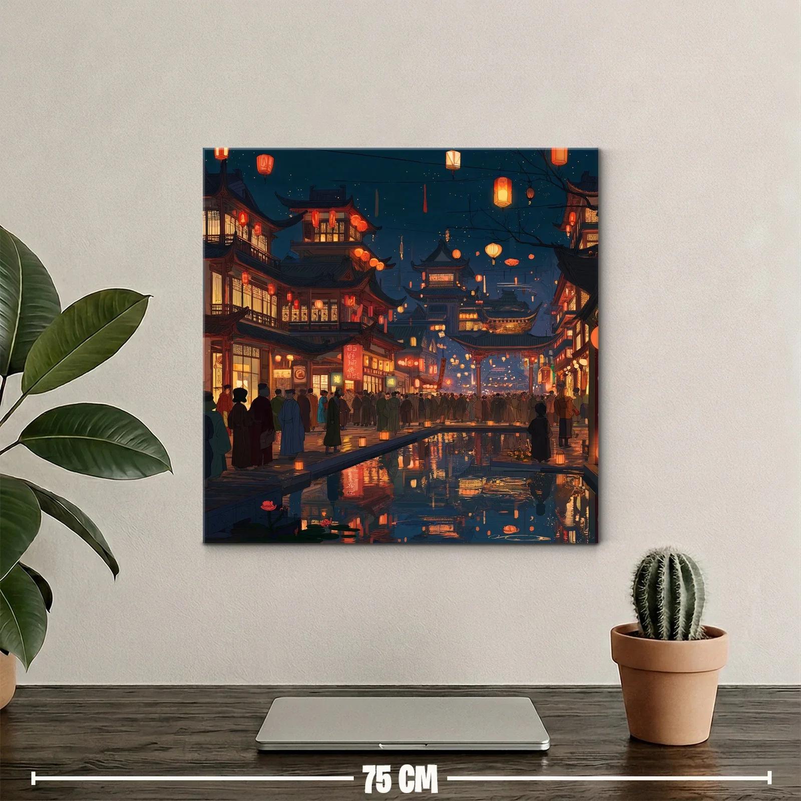Noche de linternas en barrio tradicional oriental — miniatura 2