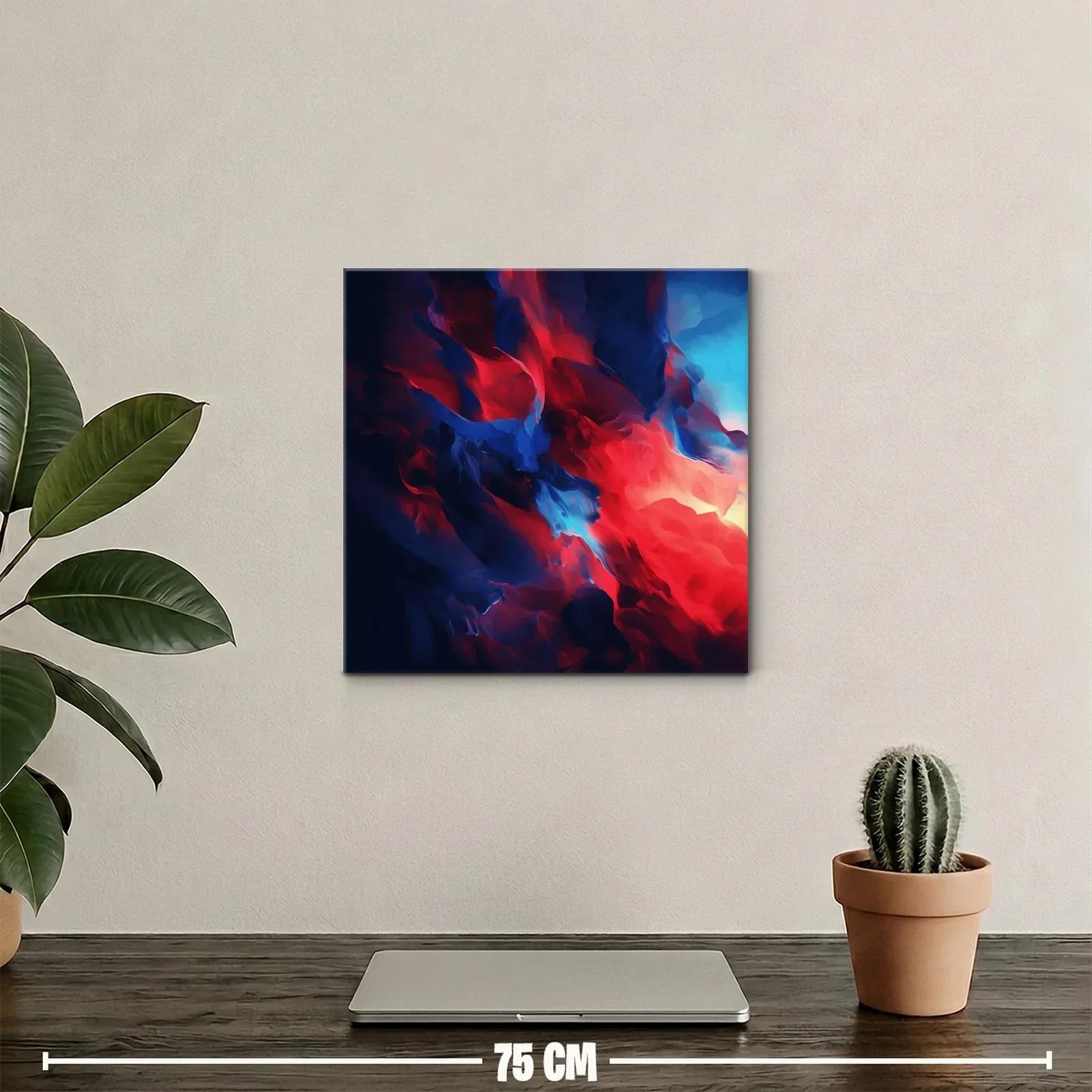Cuadro abstracto con enérgicos tonos rojos y azules intensos — miniatura 2