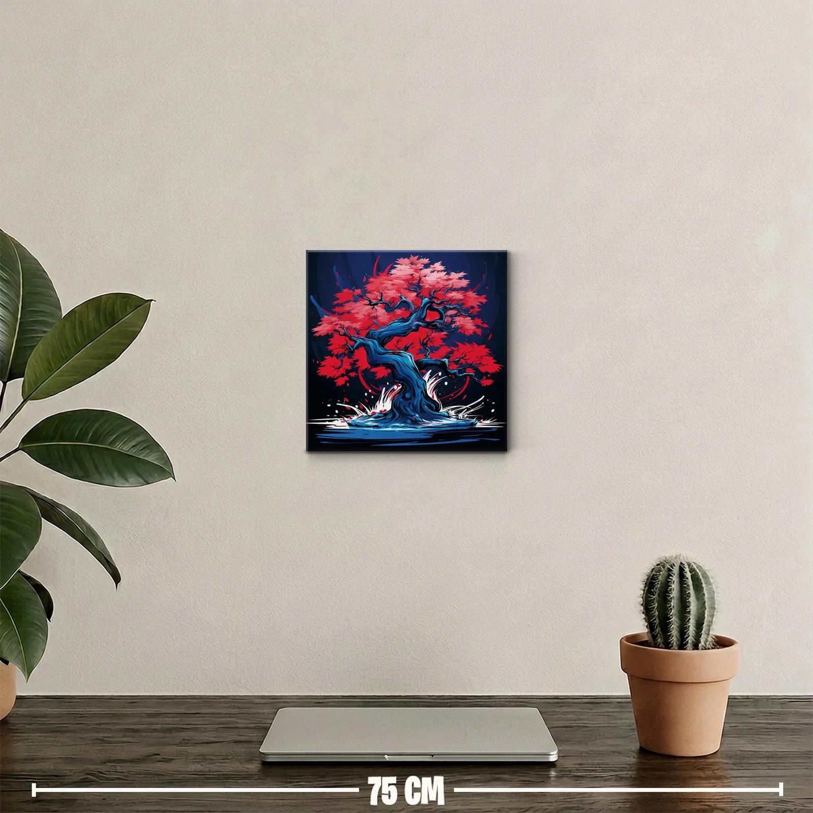 Árbol de otoño vibrante con tonos rojos y azules — miniatura 2