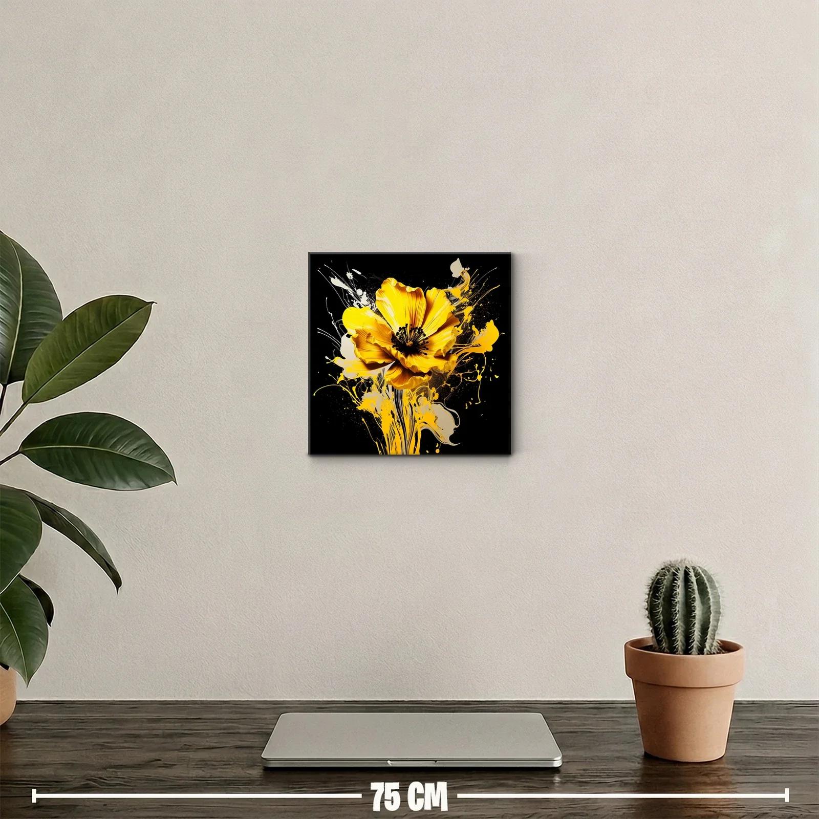 Impactante flor amarilla sobre fondo negro — miniatura 2