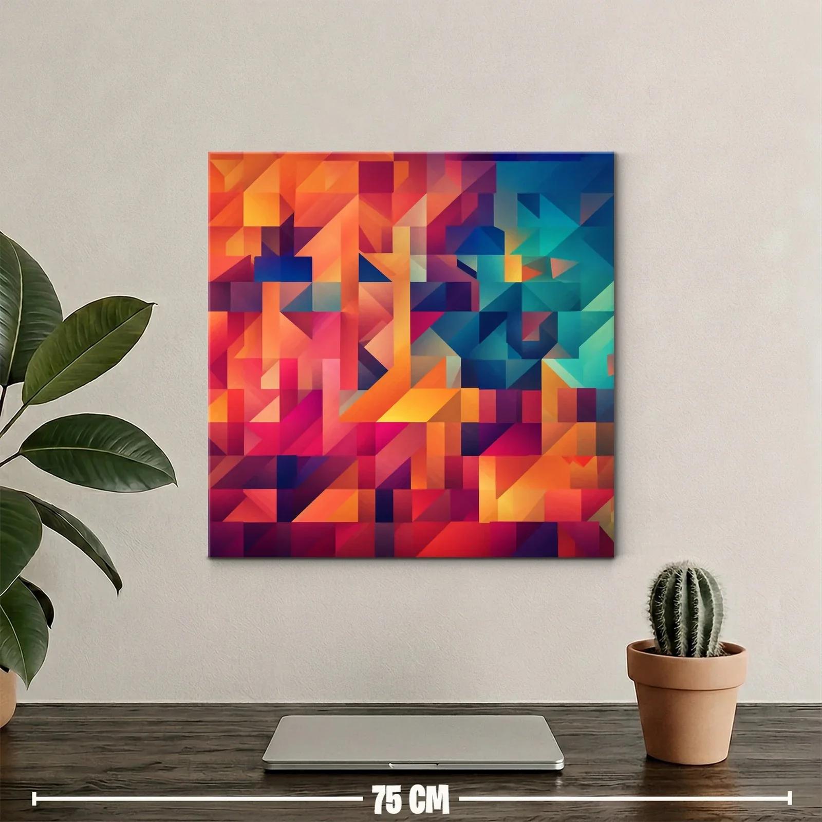 Cuadro abstracto con vibrantes tonos cálidos y fríos — miniatura 2