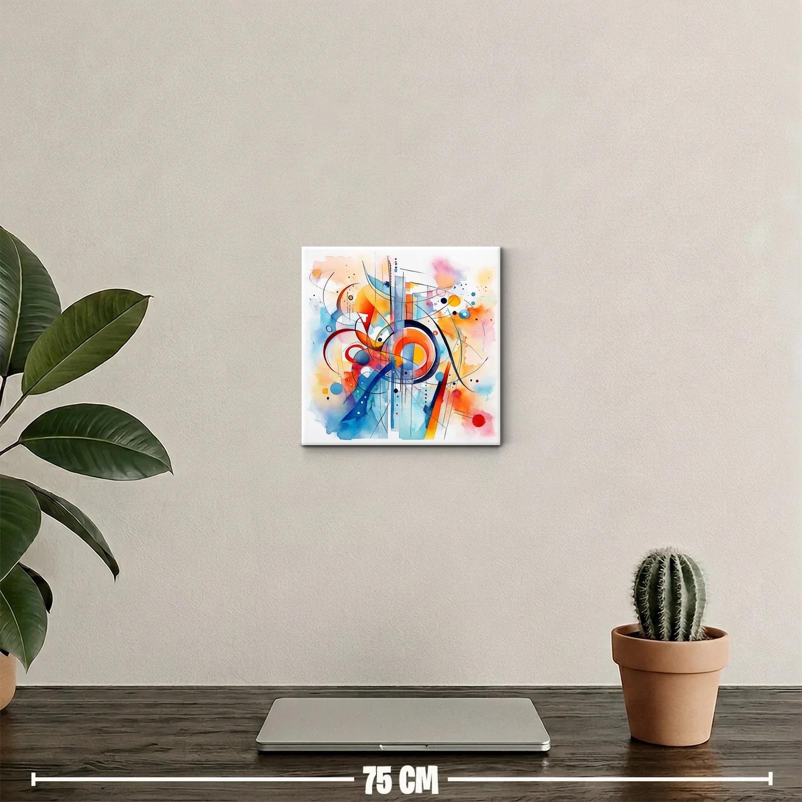 Composición abstracta en vibrantes tonos cálidos y fríos — miniatura 2