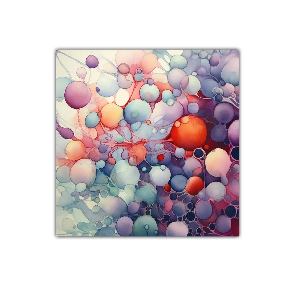 Composición abstracta con burbujas en tonos pastel y vivos — imagen principal