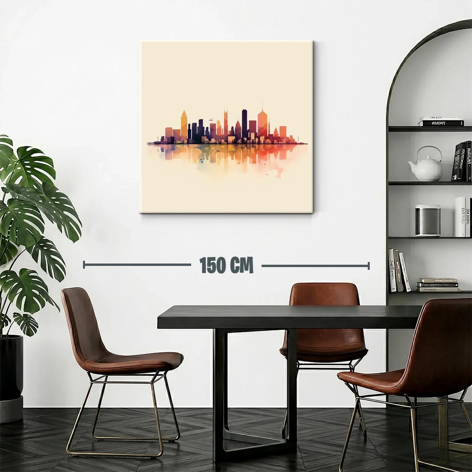 Panorámica urbana con reflejos en tonos cálidos y modernos — miniatura 2