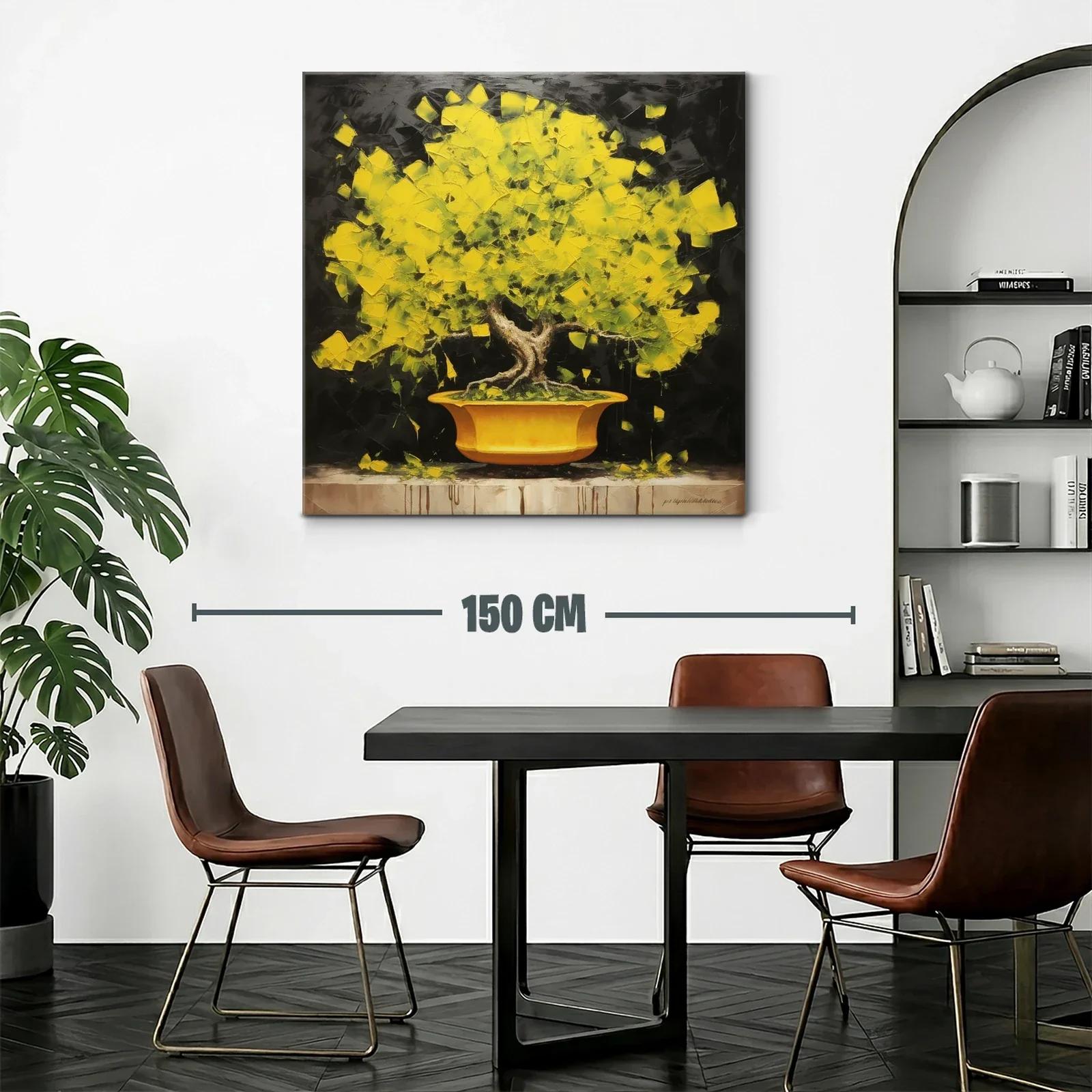 Árbol amarillo vibrante sobre fondo oscuro — miniatura 2