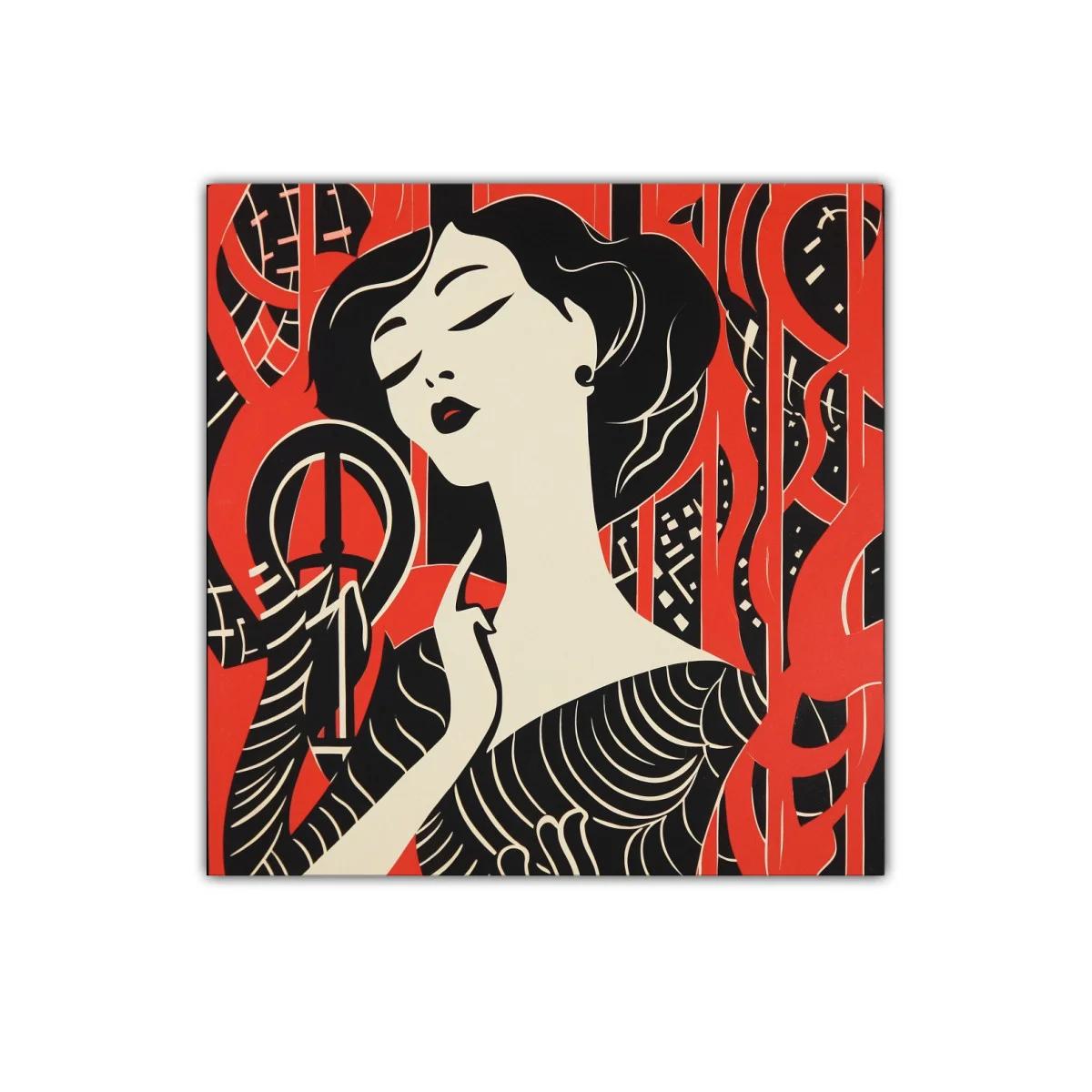 Retrato femenino en estilo art déco con contrastes intensos — imagen principal