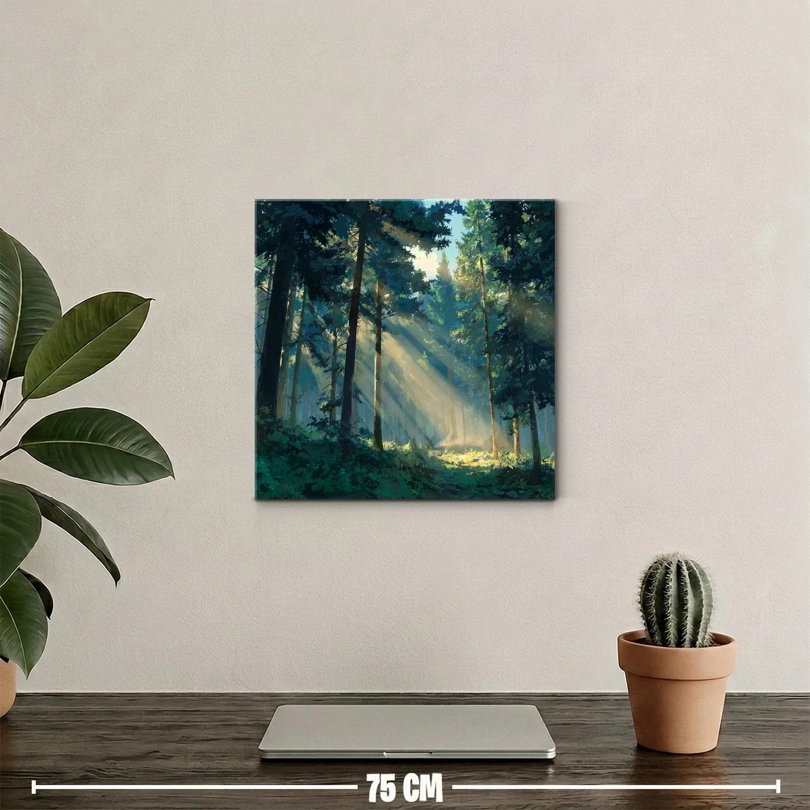 Bosque iluminado por rayos de sol entre árboles altos — miniatura 2