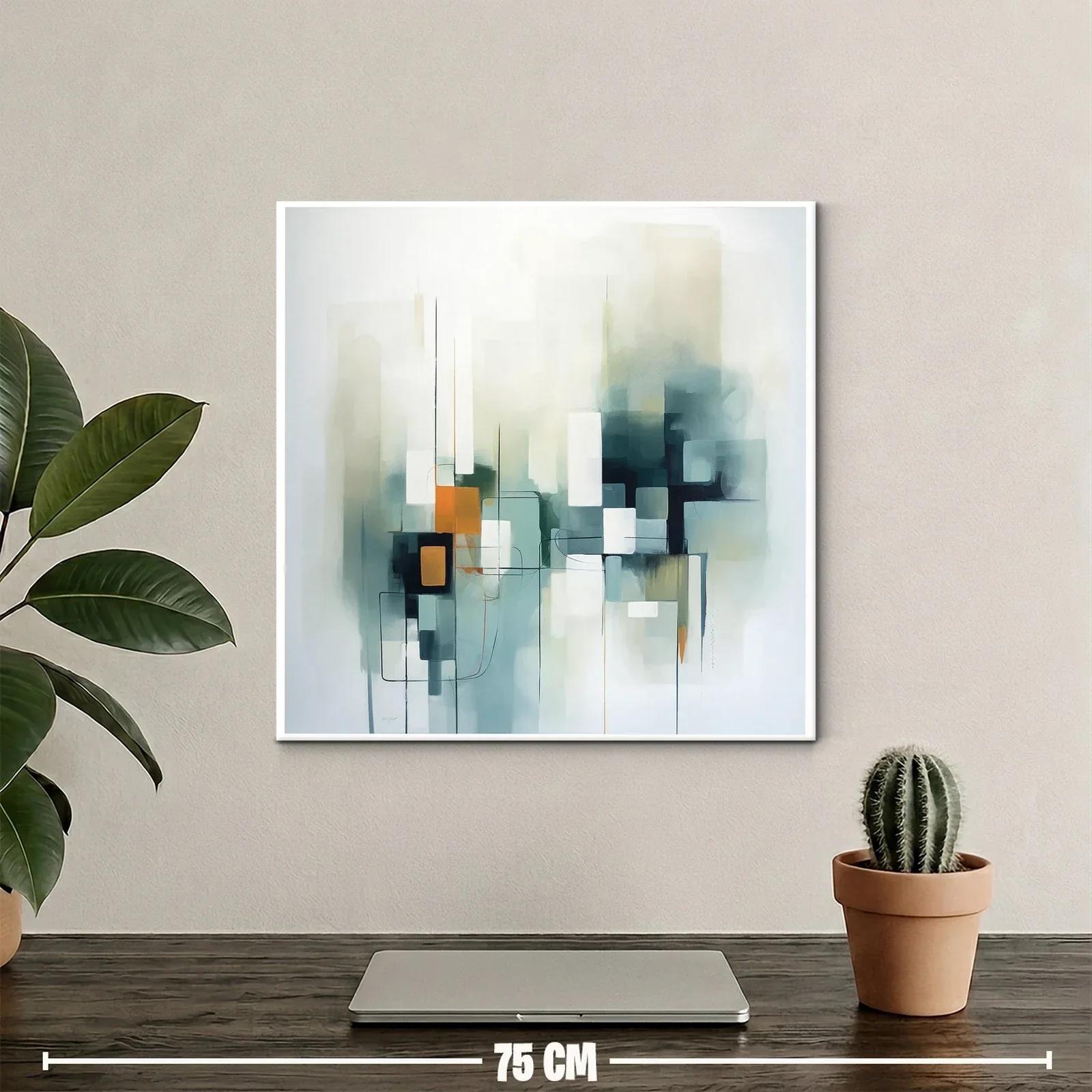 Cuadro abstracto con formas geométricas y tonos suaves — miniatura 2