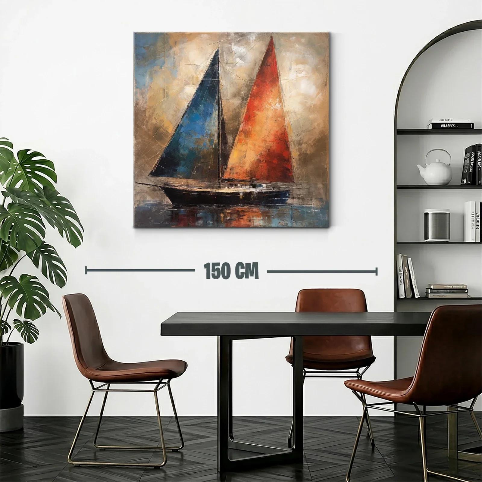 Velero con velas vibrantes en tonos cálidos y fríos — miniatura 2