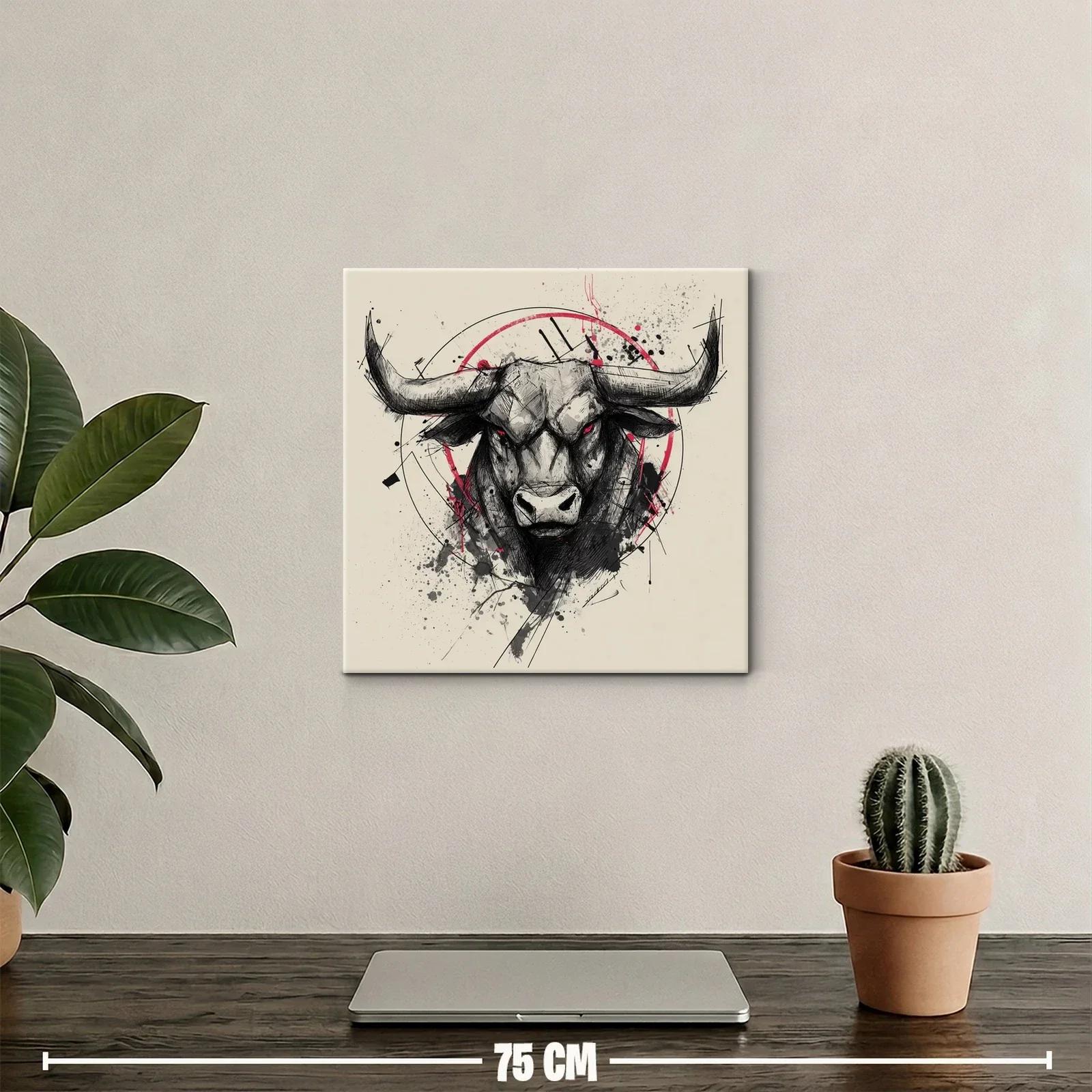 Impactante ilustración de toro con mirada penetrante roja — miniatura 2