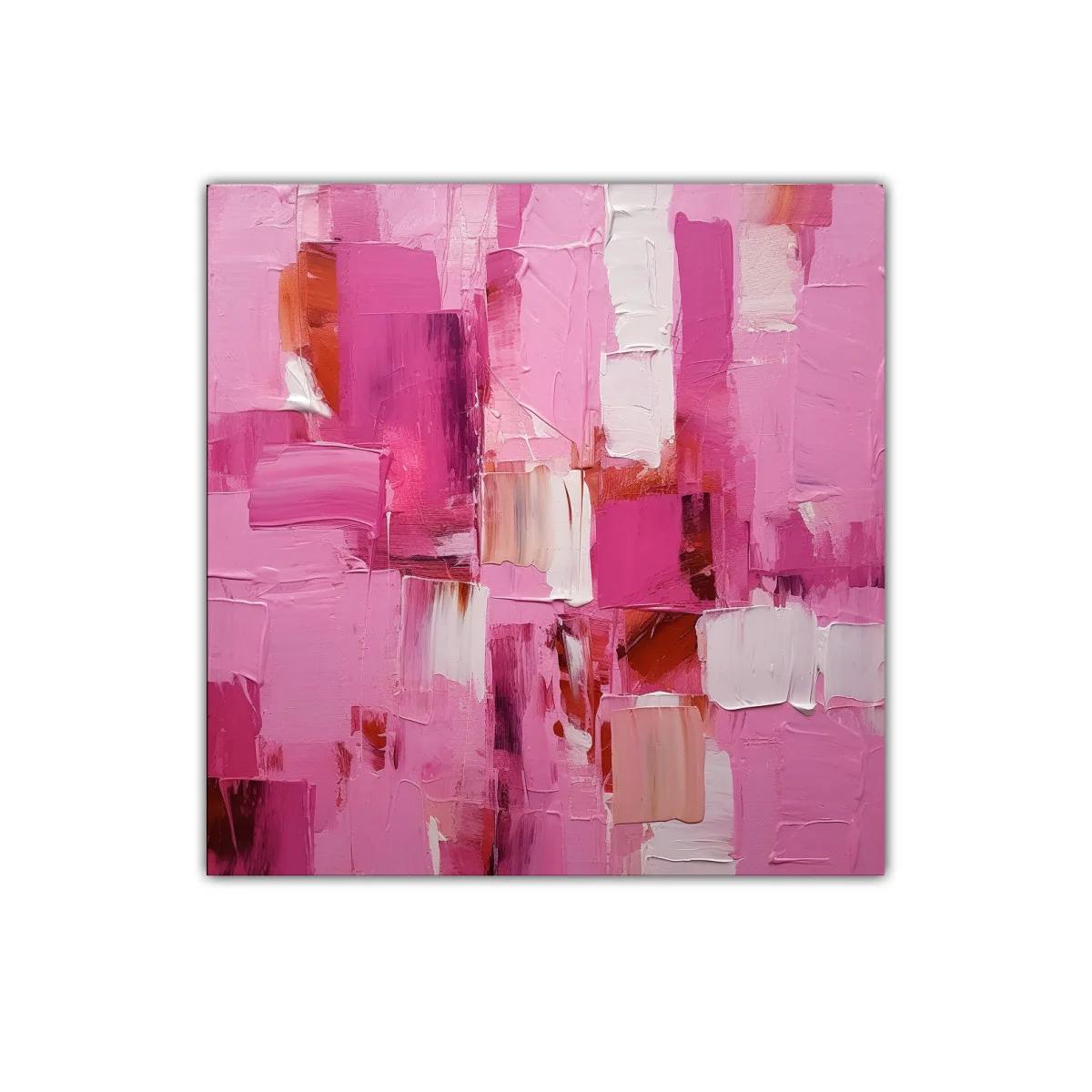 Cuadro abstracto con vibrantes tonos rosas y blancos — imagen principal