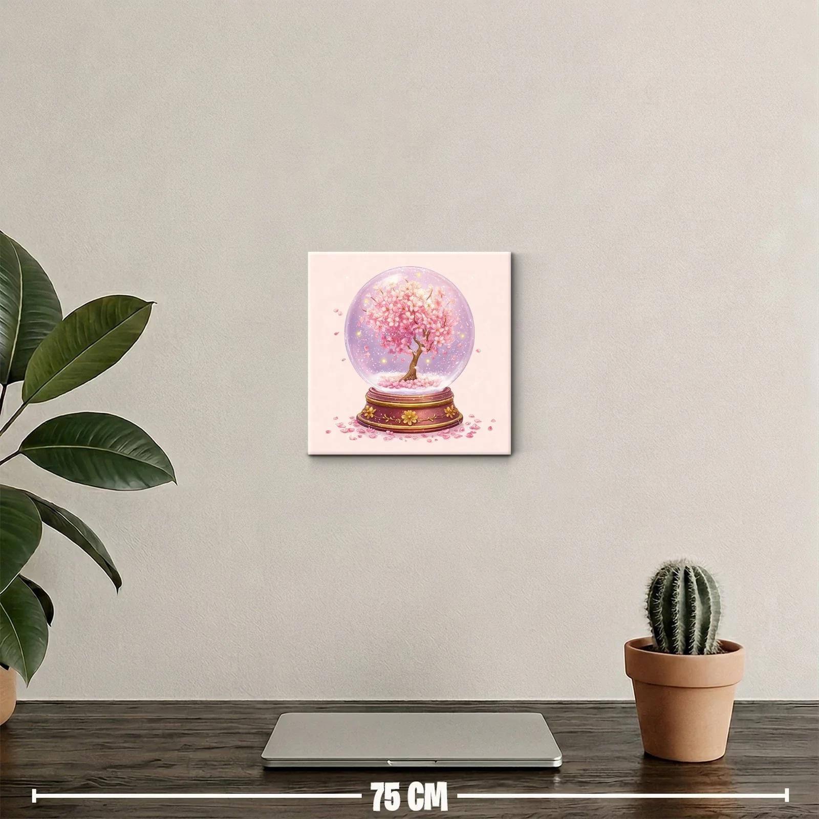 Árbol de flores rosas en bola de nieve decorativa elegante — miniatura 2