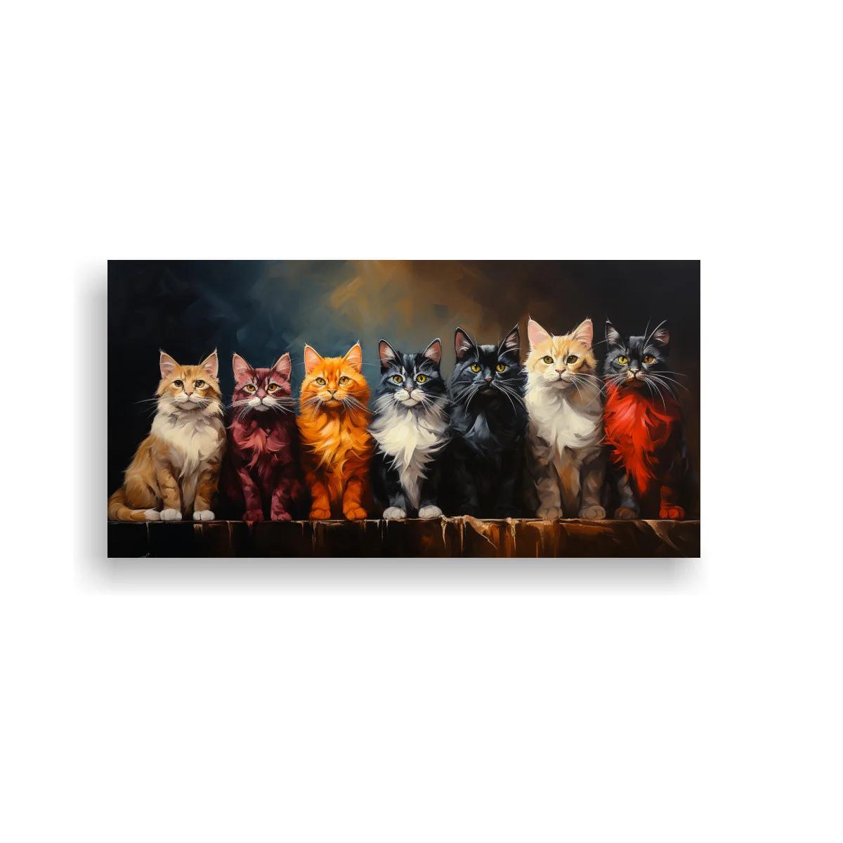 Cuadro grupo de gatos de pelo largo en fila