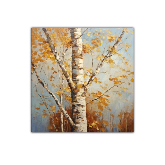 Árbol de abedul con hojas doradas en otoño brillante