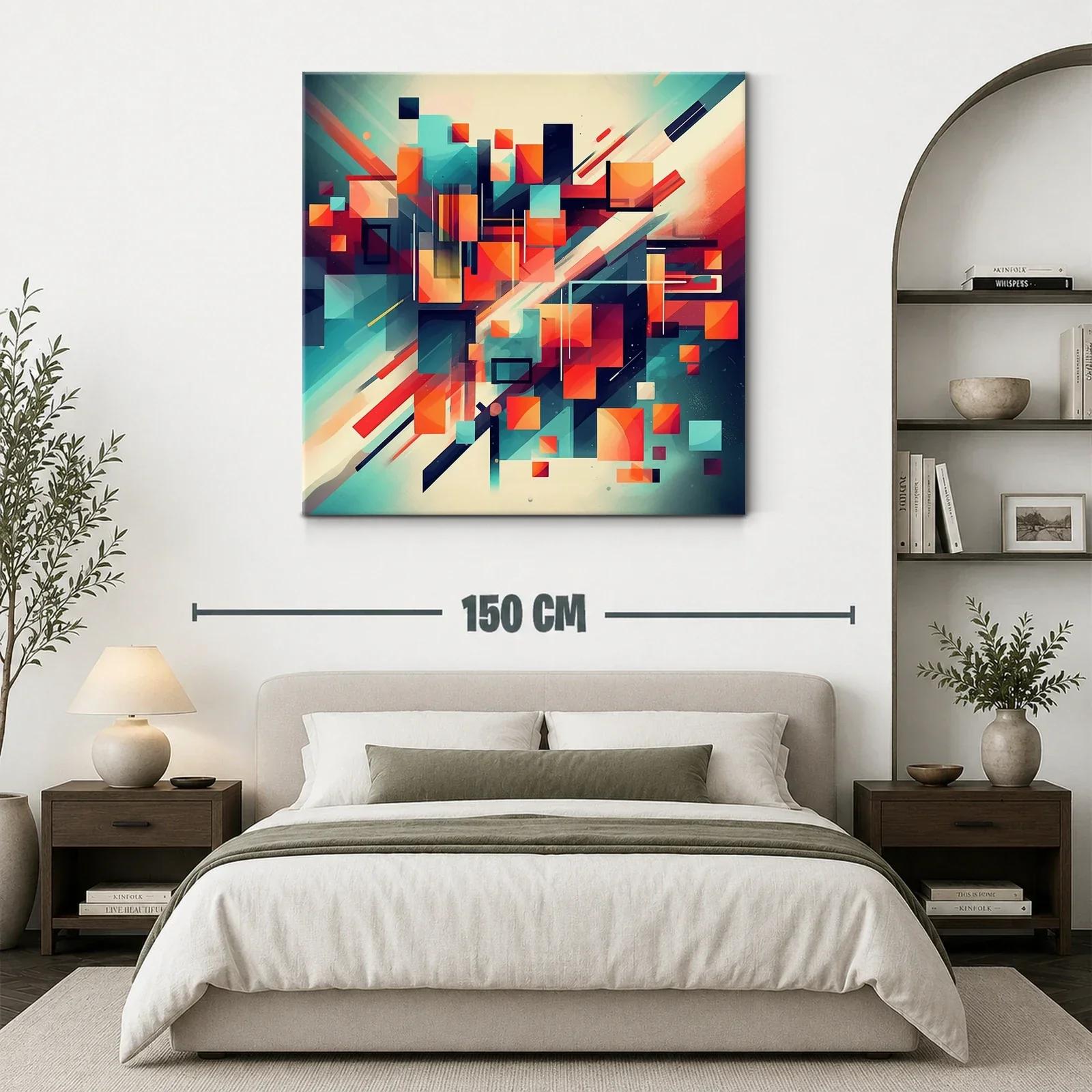 Composición abstracta vibrante con tonos cálidos y fríos — miniatura 3
