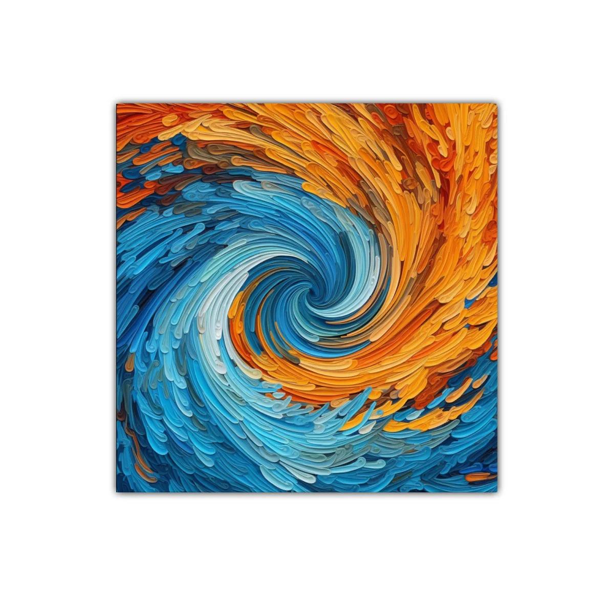 Cuadro abstracto con remolino de tonos azules y anaranjados — imagen principal