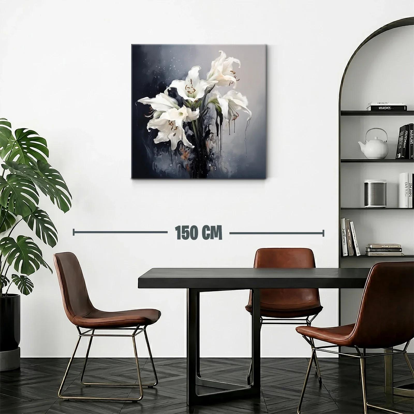 Cuadro flores blancas con fondo difuminado oscuro y claro — miniatura 2
