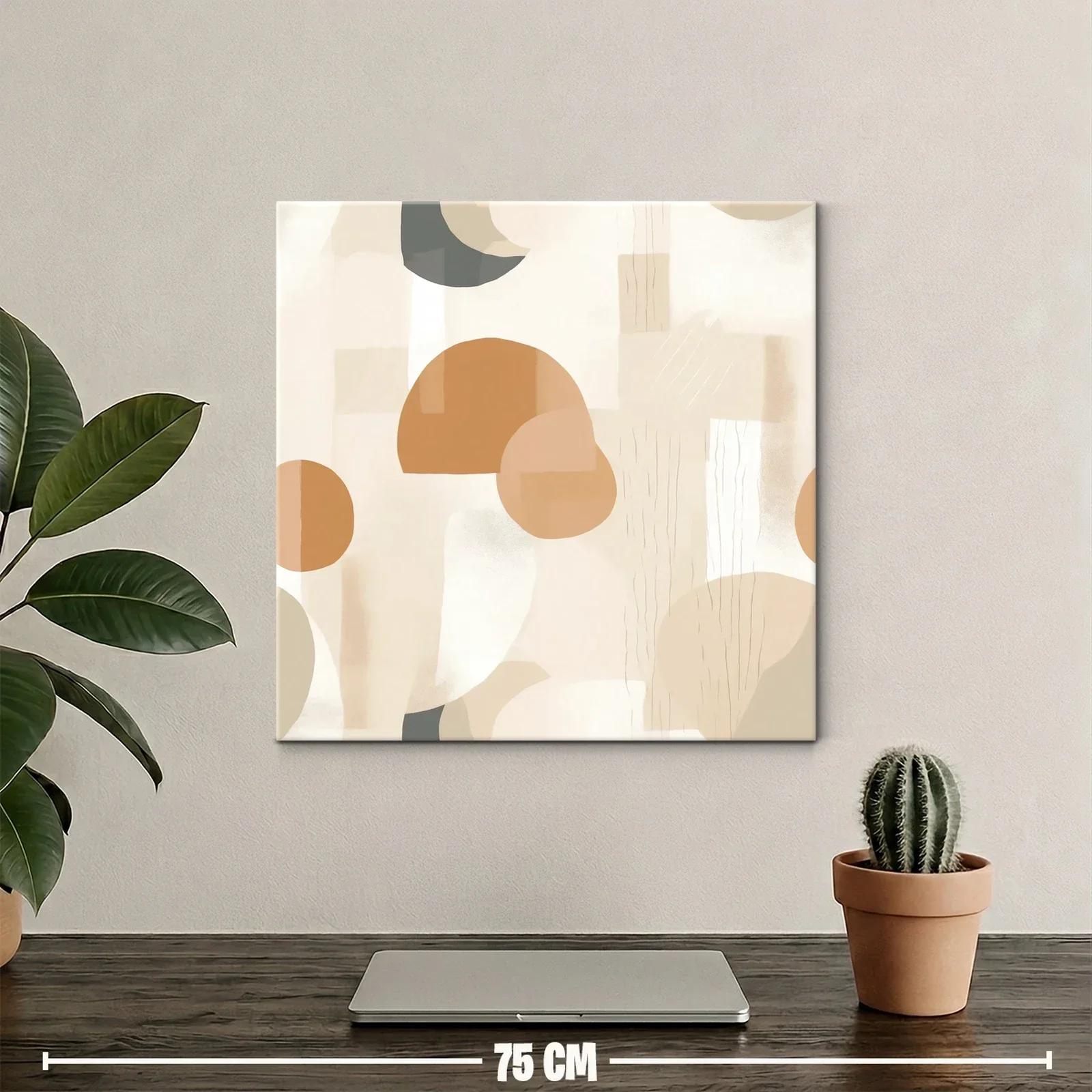 Cuadro abstracto con formas geométricas suaves y neutras — miniatura 2
