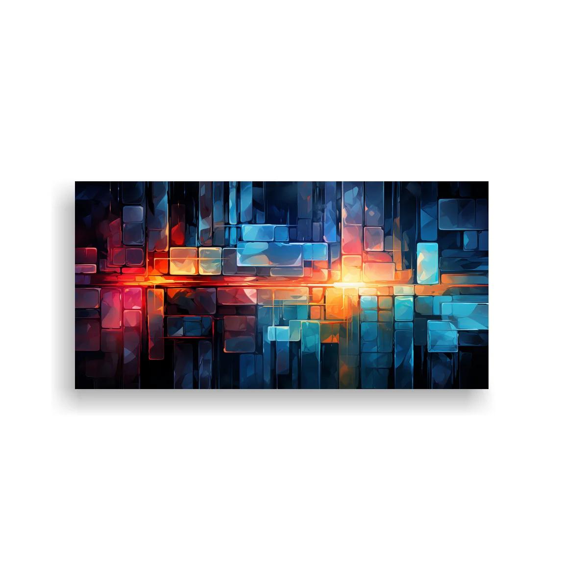 Cuadro geométrico panorámico con banda de luz naranja — imagen principal