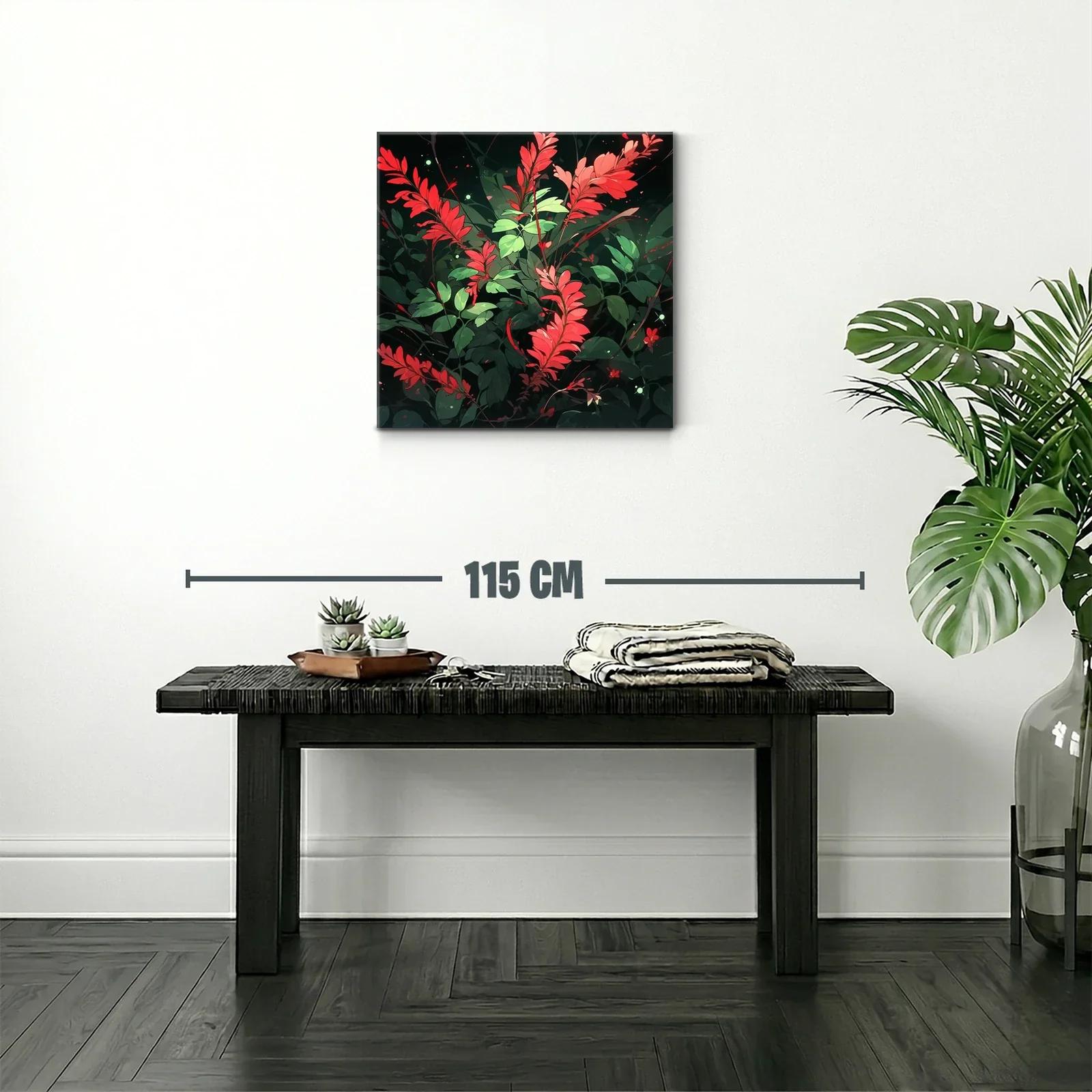Exuberante composición floral con hojas rojas y verdes vibrantes — miniatura 2