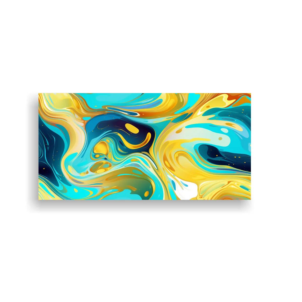 Cuadro remolino de pintura fluida en cian y aguamarina