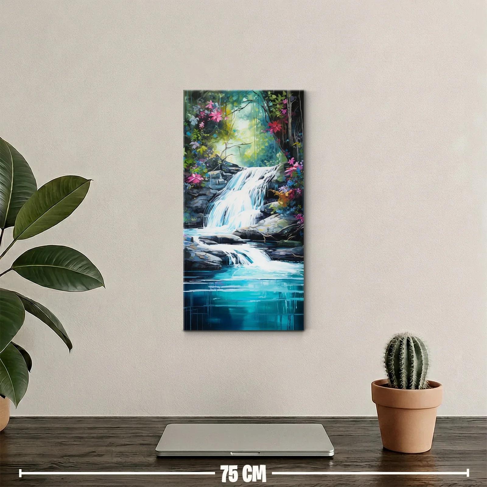 Cuadro cascada blanca sobre rocas oscuras — miniatura 2