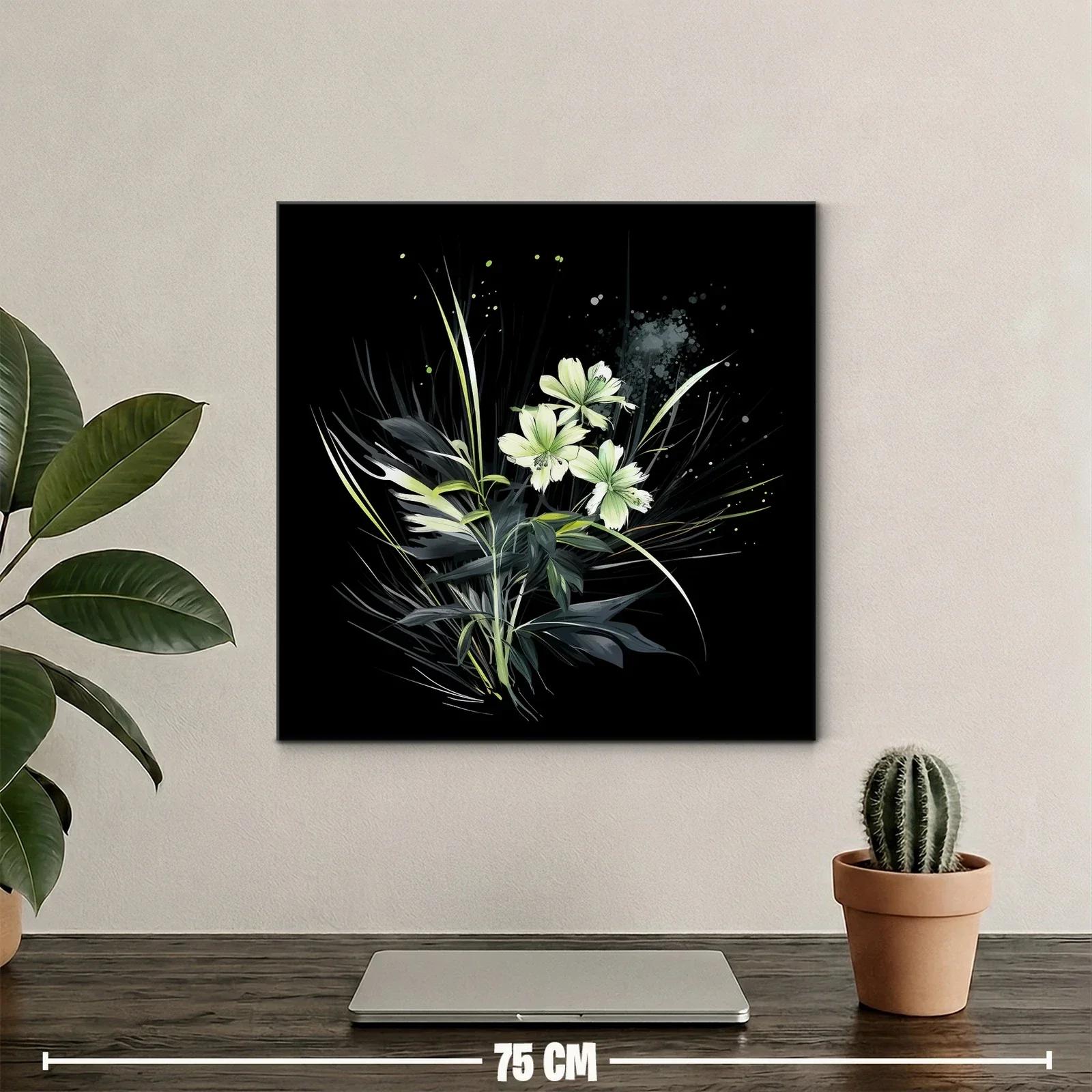Elegancia natural con flores blancas sobre fondo negro — miniatura 2