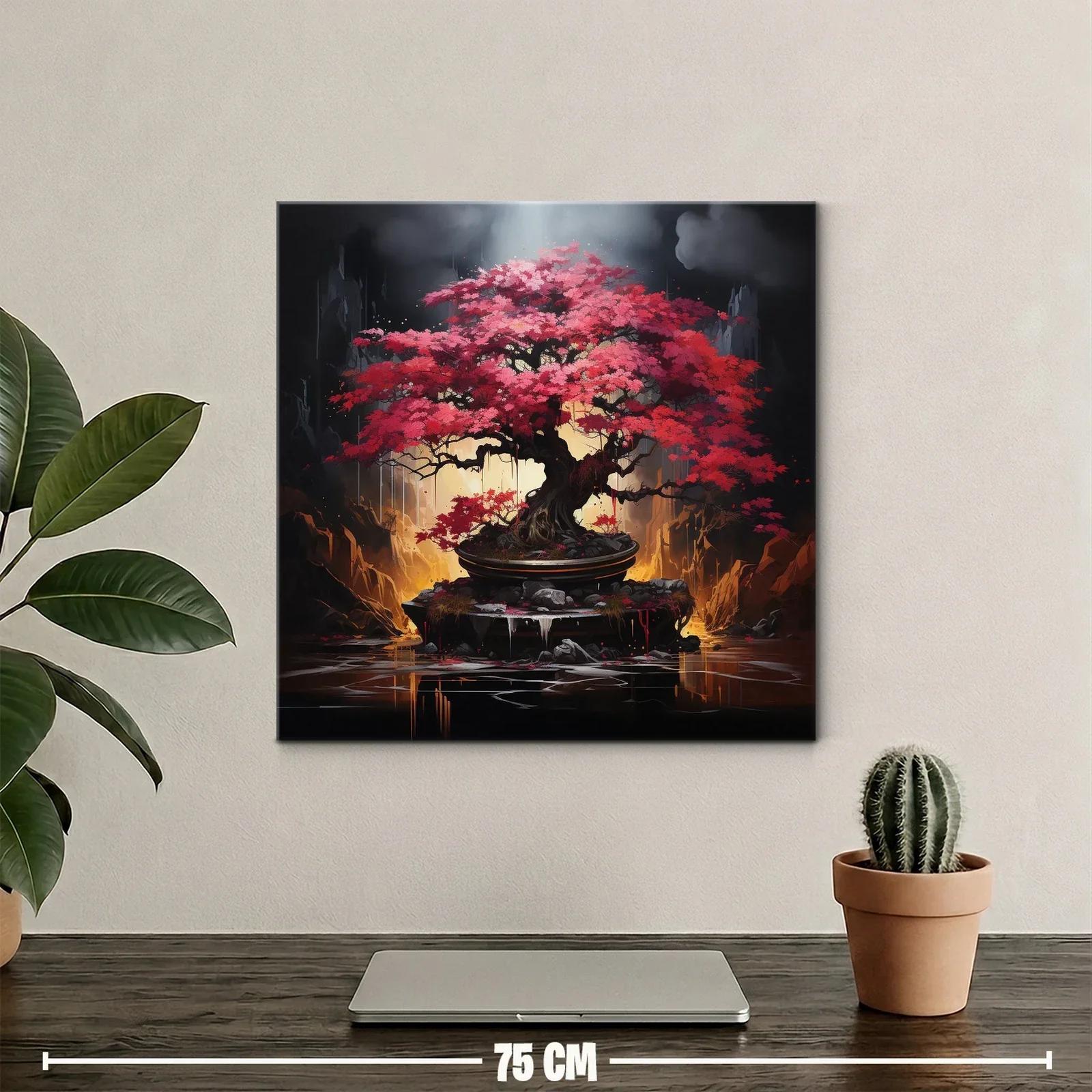 Árbol de hojas rojas en paisaje místico y oscuro — miniatura 2