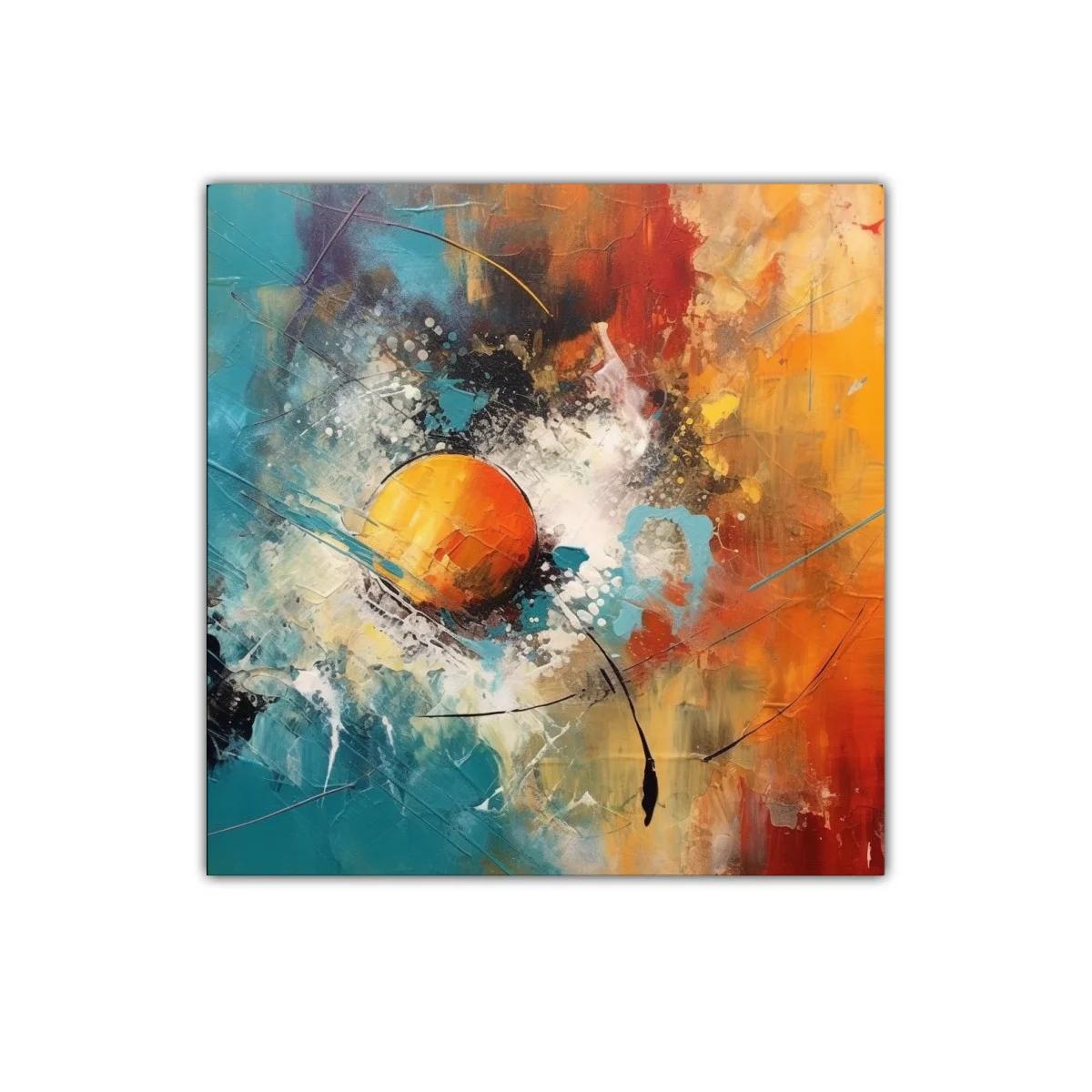 Explosión de color con esfera vibrante en abstracción dinámica