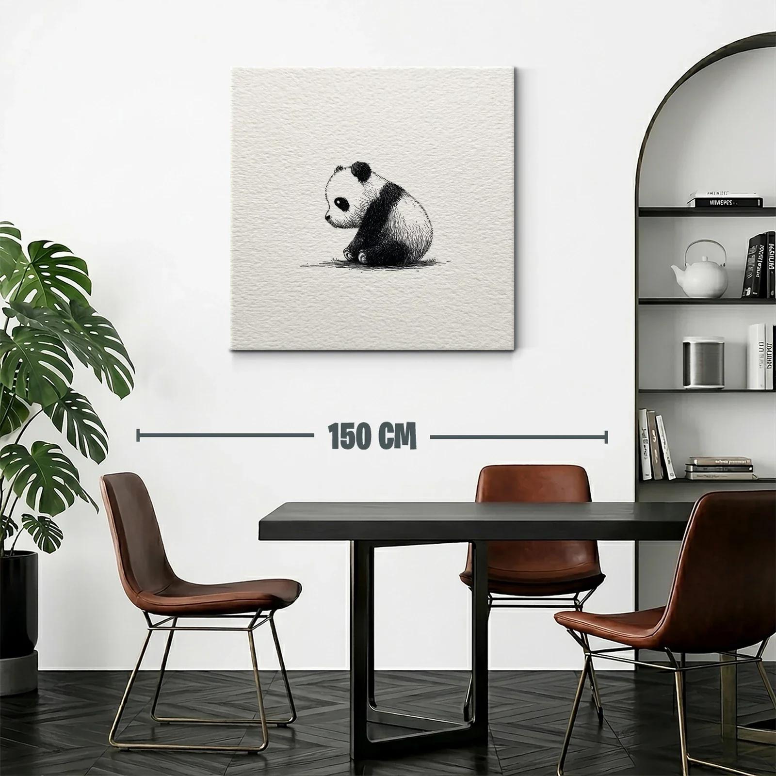 Sutil ilustración de panda bebé en blanco y negro — miniatura 2