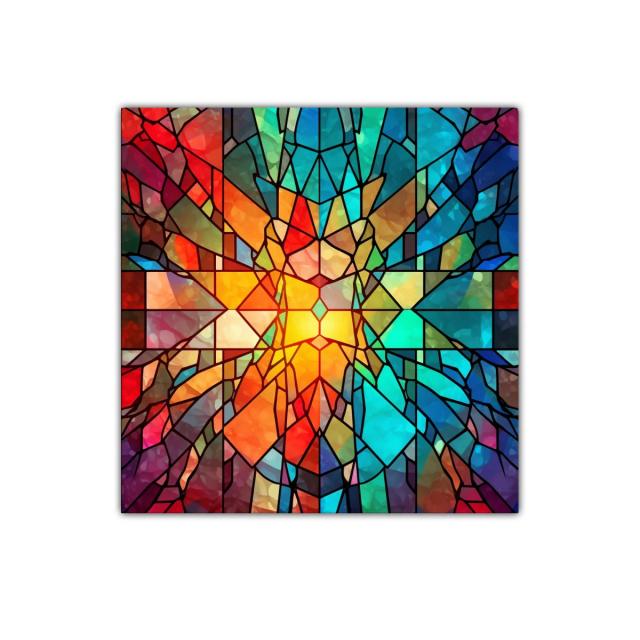 Cuadro abstracto colorido con diseño tipo vitral moderno